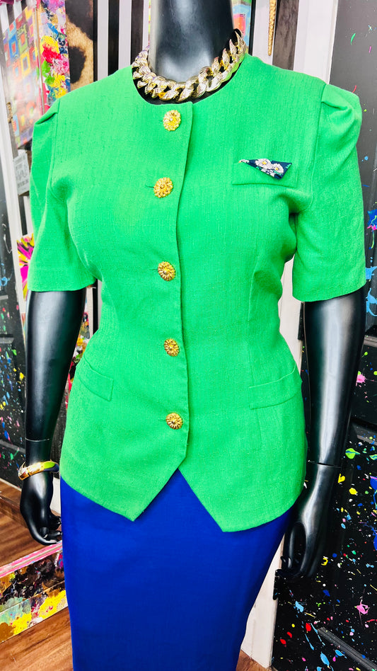 Vintage Green Blazer Blouse (16)