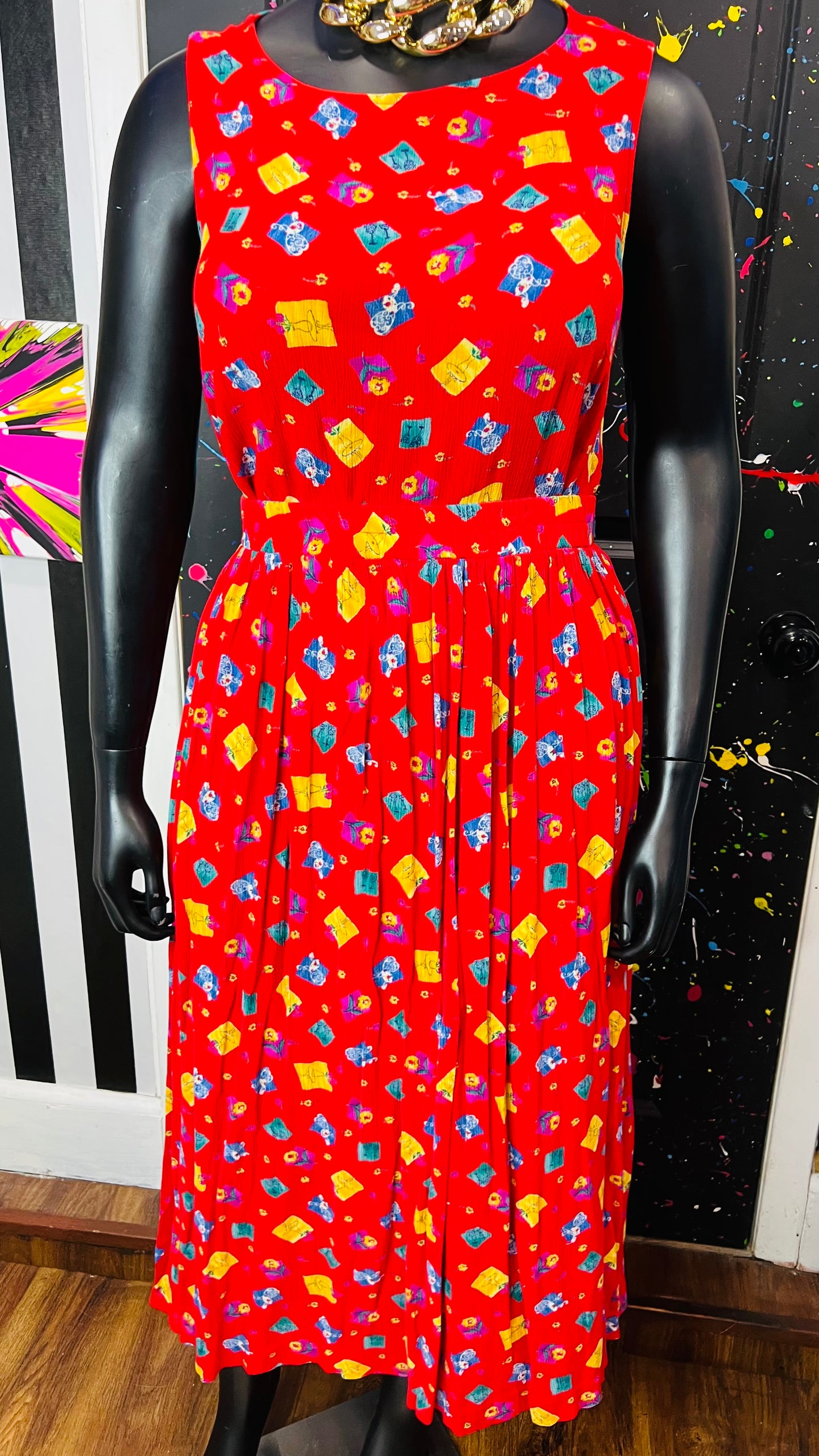 Vintage Rayon Sleeveless Skirt Set (22)