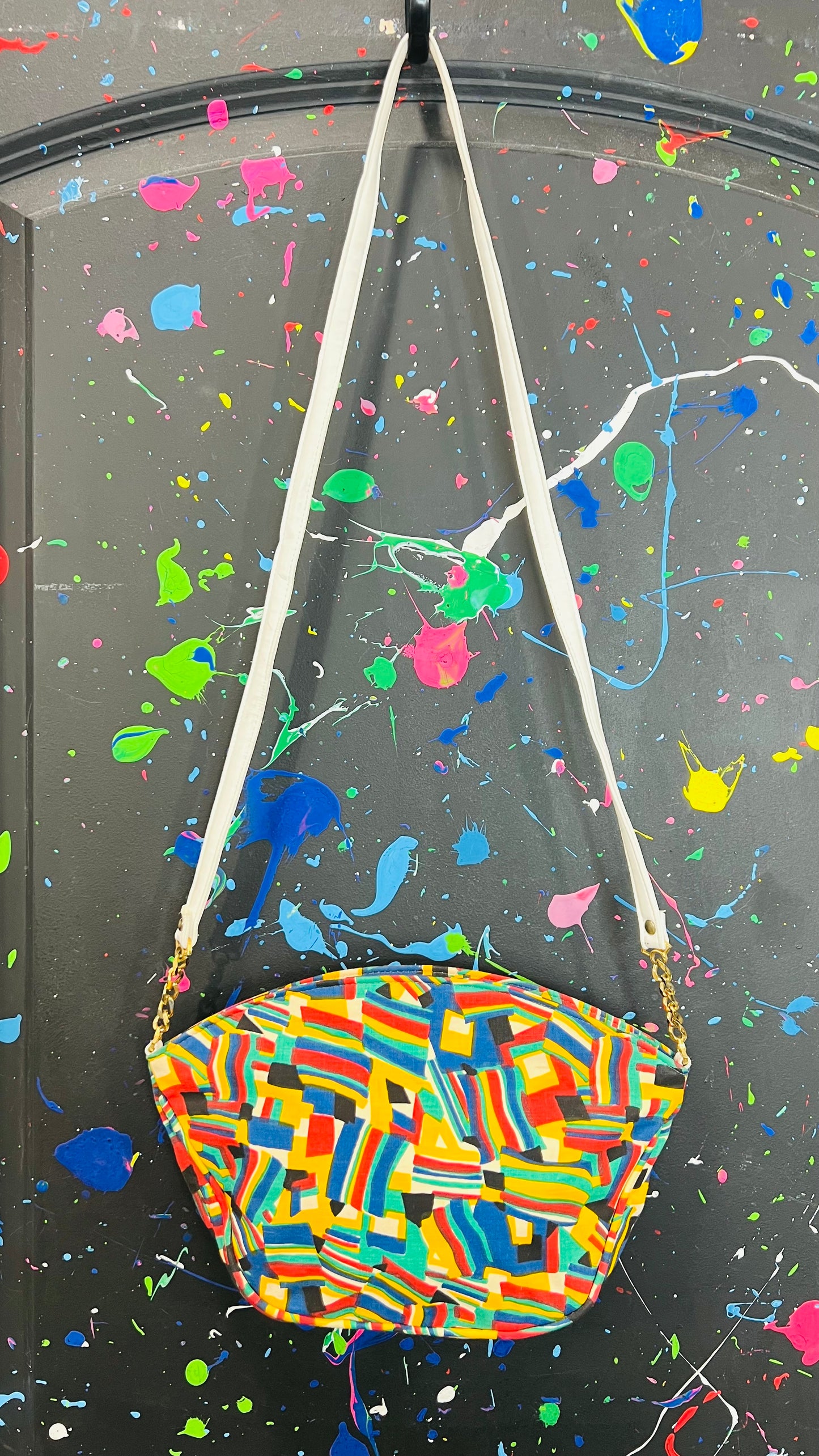 Vintage Colorblock Canvas Shoulder Bag