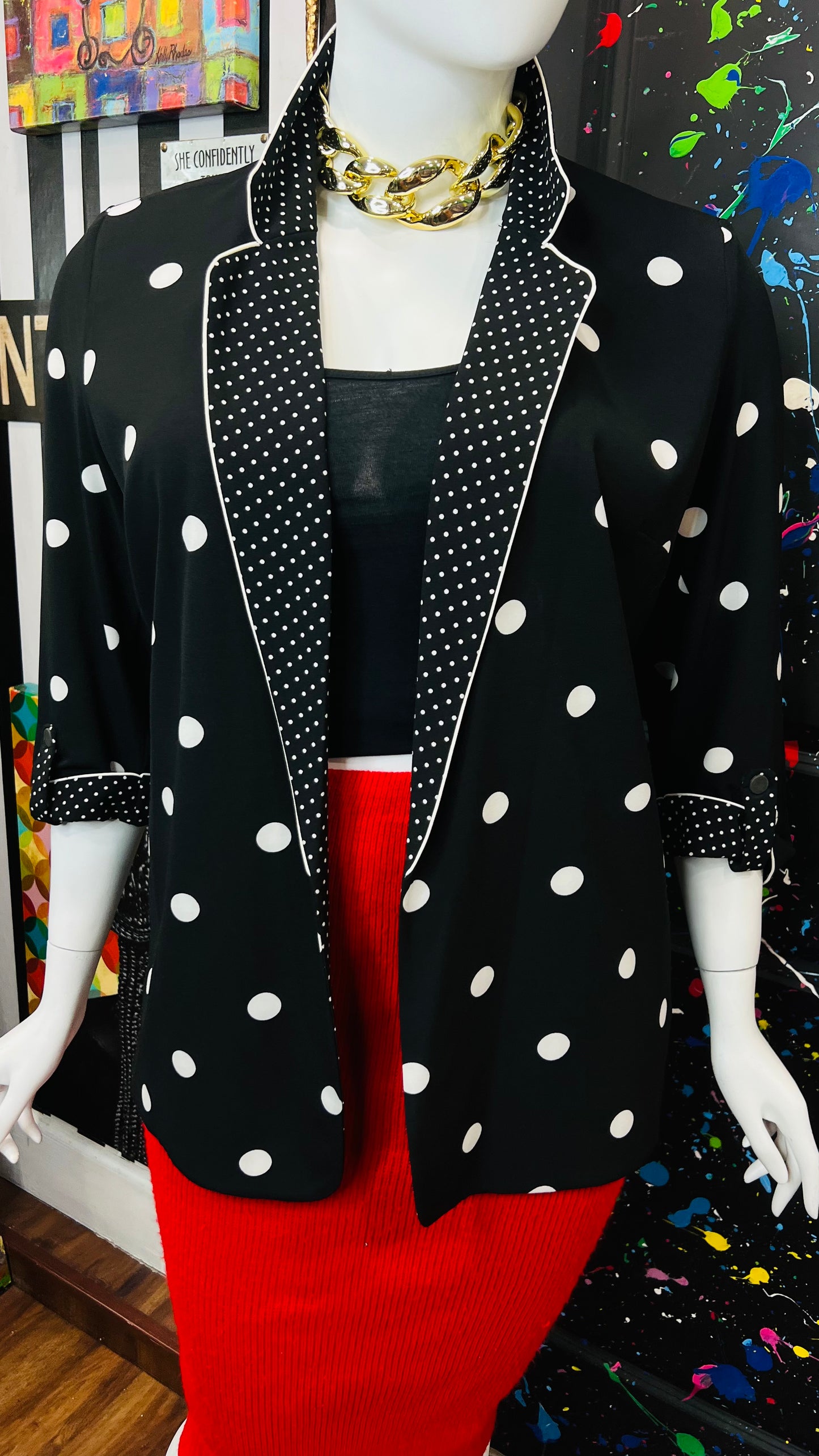 Vintage Black & White Polka Dot Blazer (18/20)