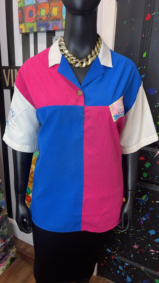 Vintage Color block  Blouse (24)