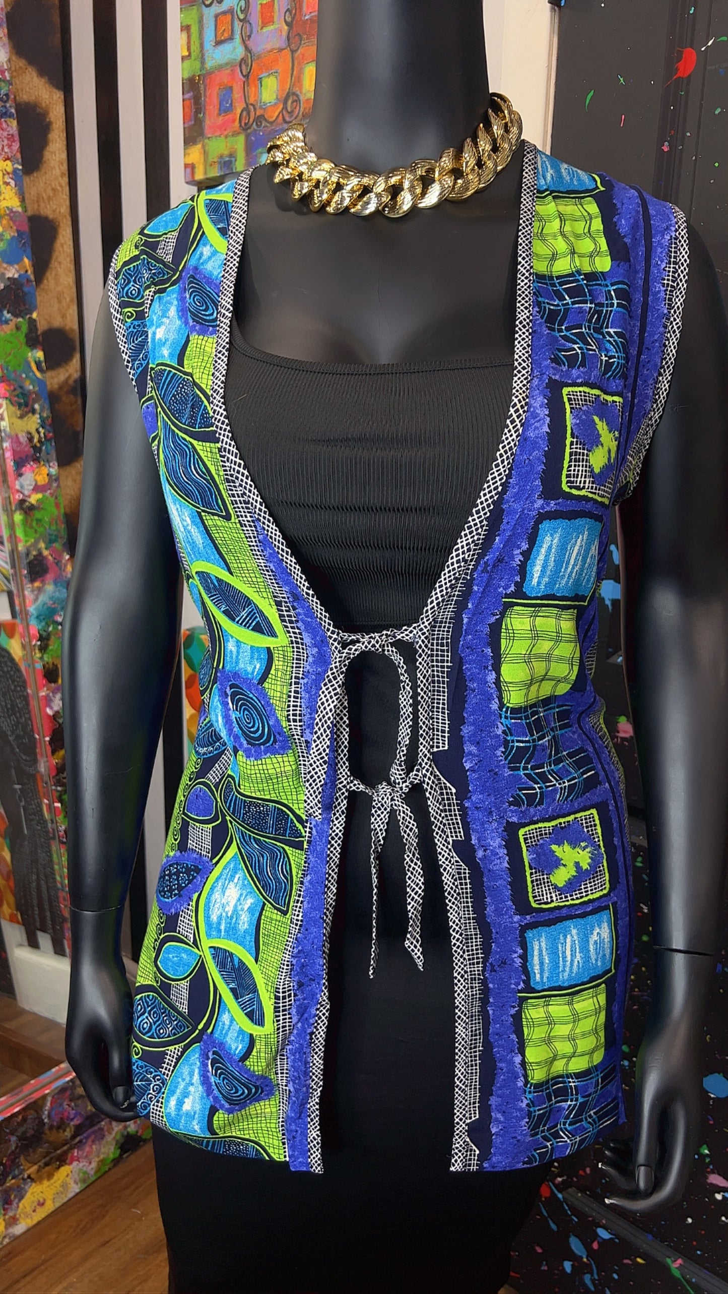 Vintage Rayon Abstract 90’s Vest (22)