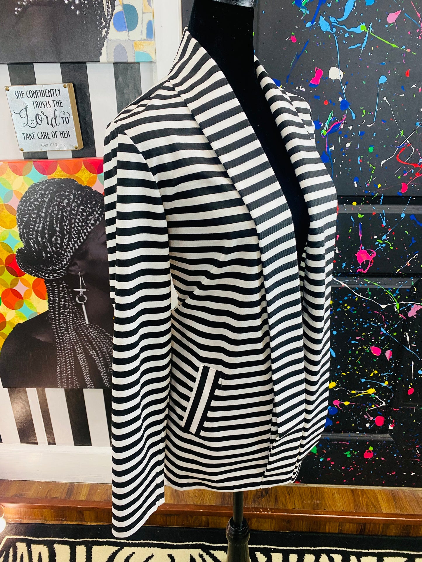 Vintage B&W Striped Blazer
