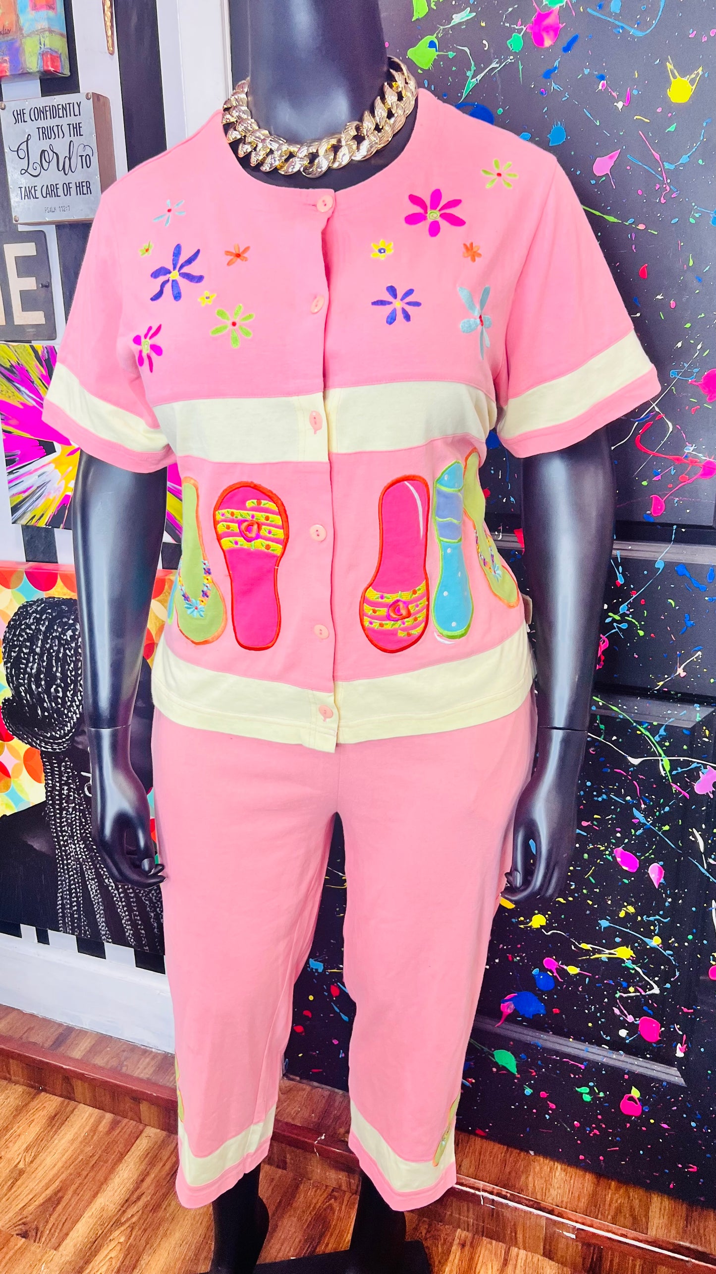 Vintage Cotton Capri Flip Flop Set (16/18)