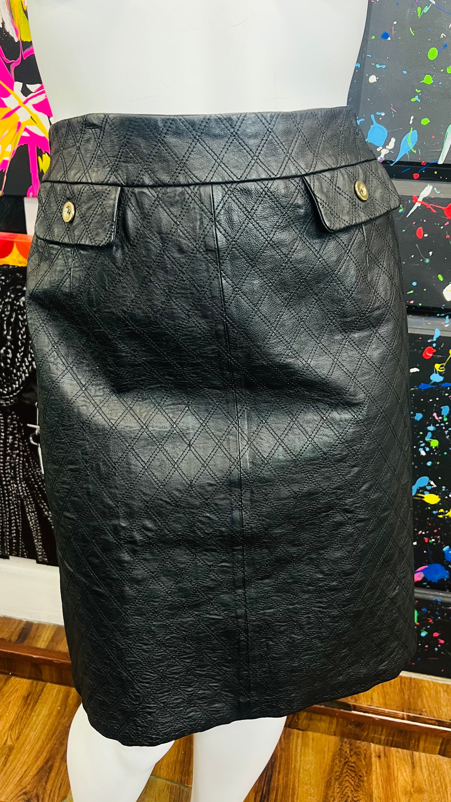 Vintage Lined Genuine Leather Skirt (18W)
