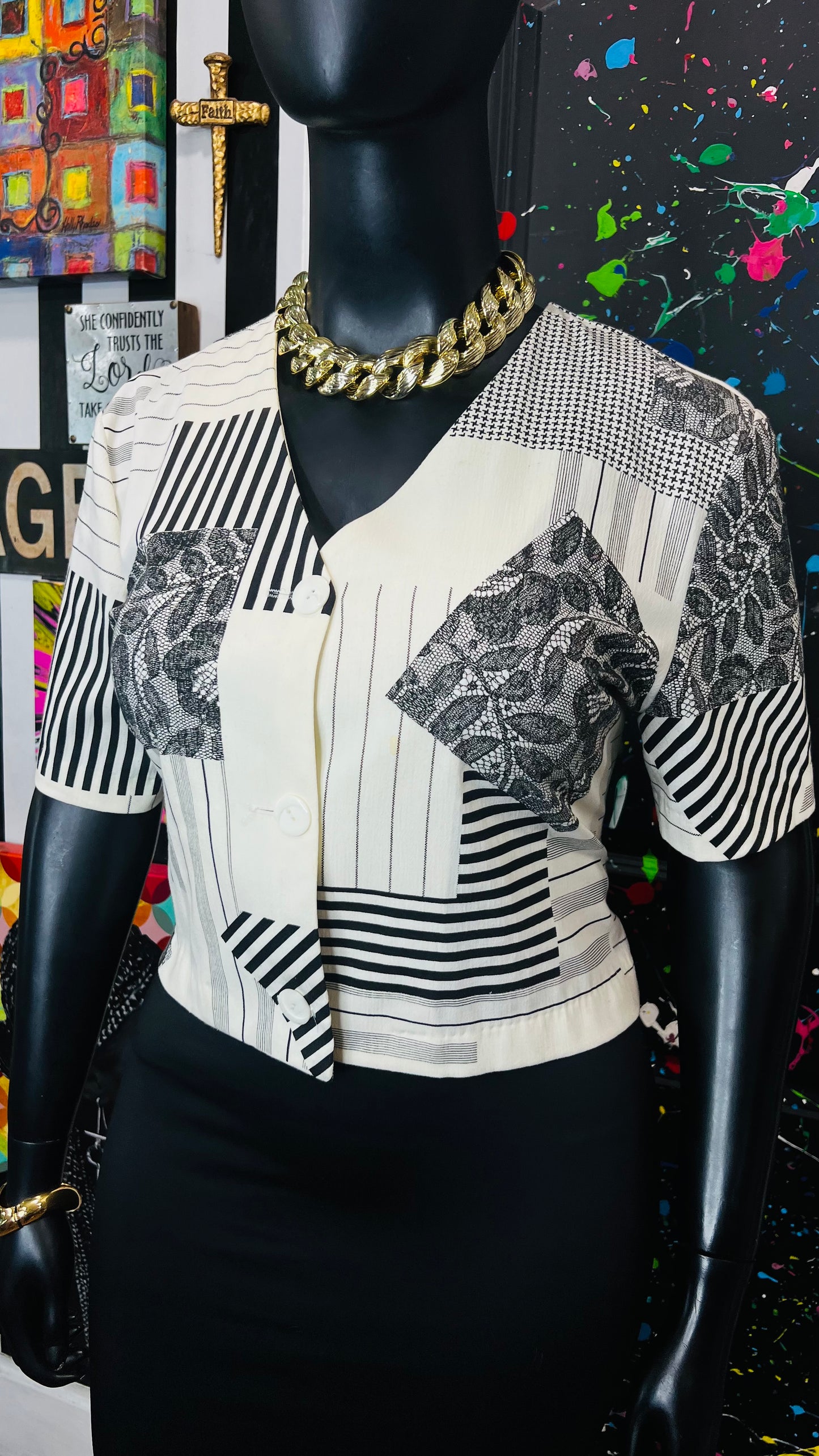 Vintage Cropped Piano Blouse (14)