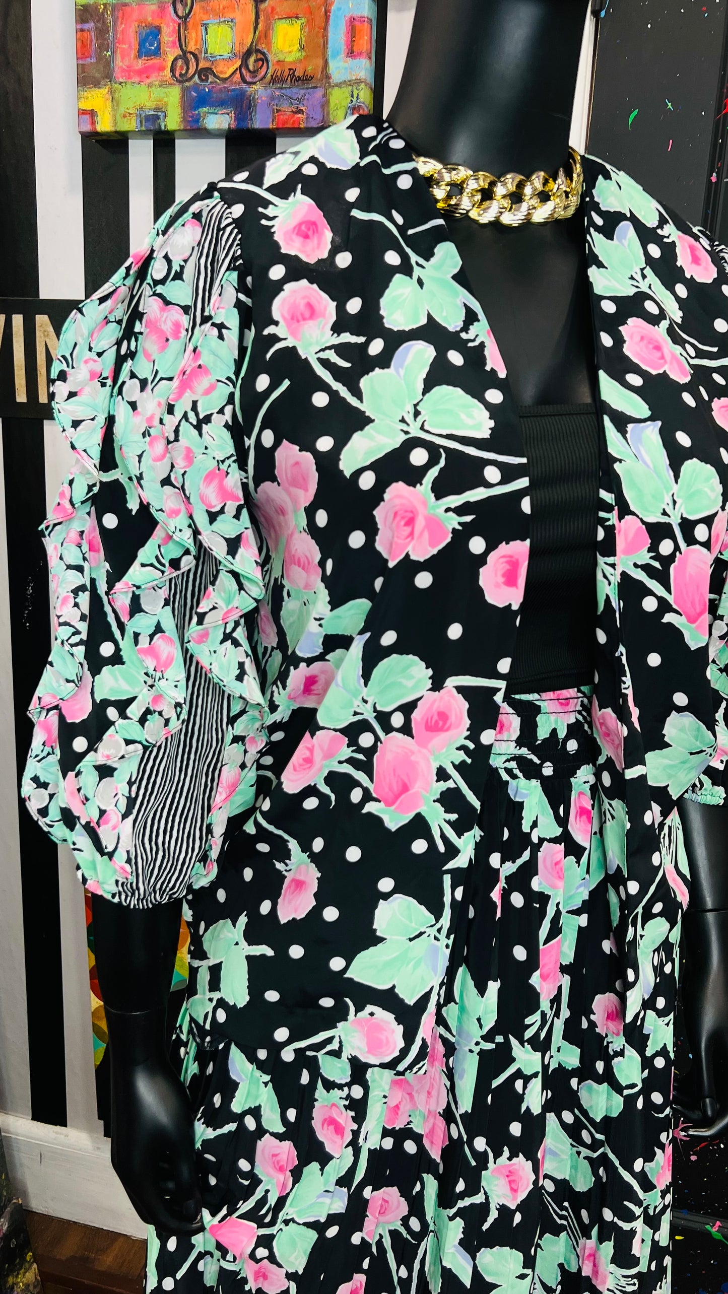 Vintage Polka Dot Blazer & Skirt Set (14)