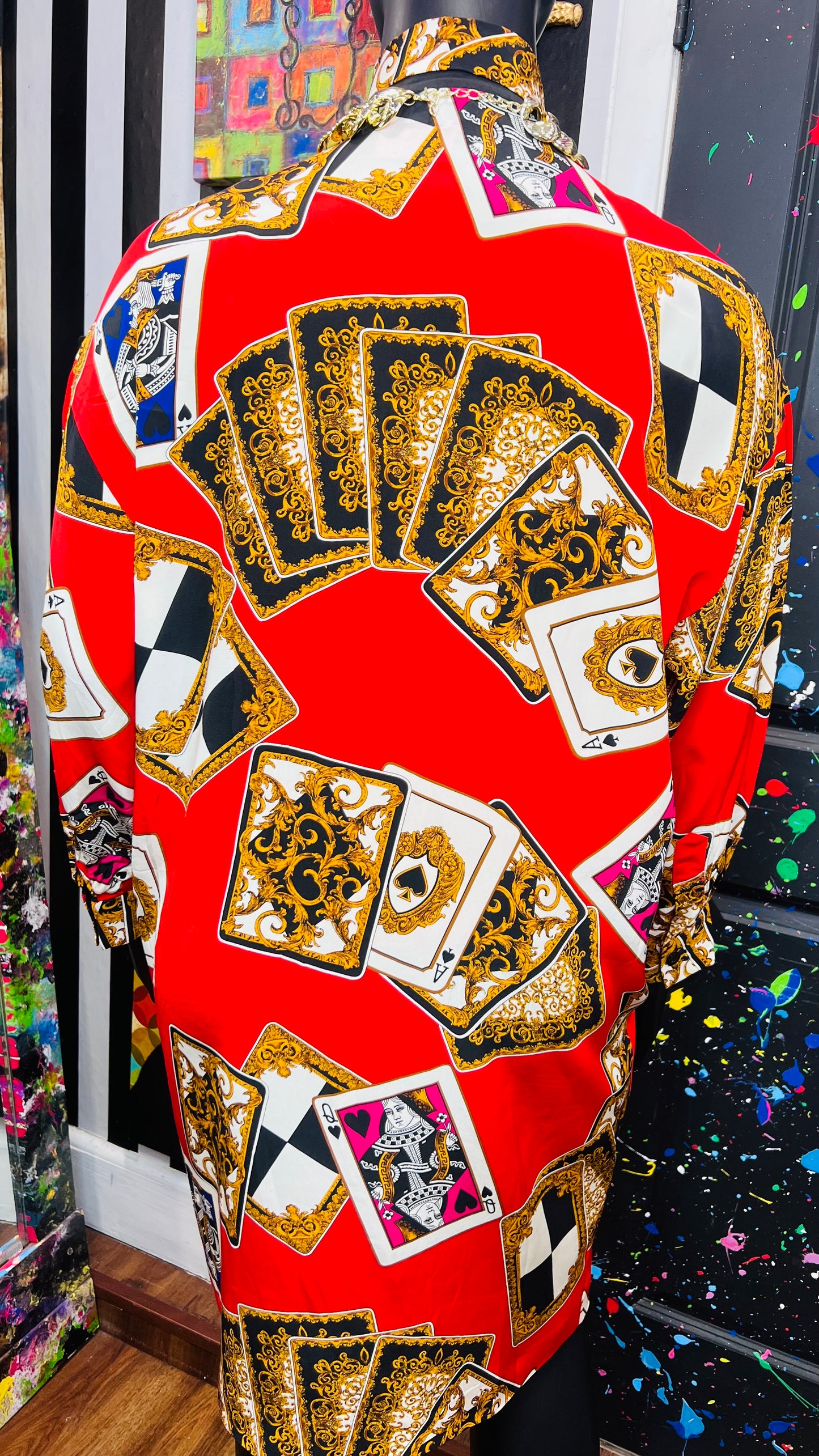 Vintage 100% Silk Ace Of Spades Dress (12) - Can fit up to some 16