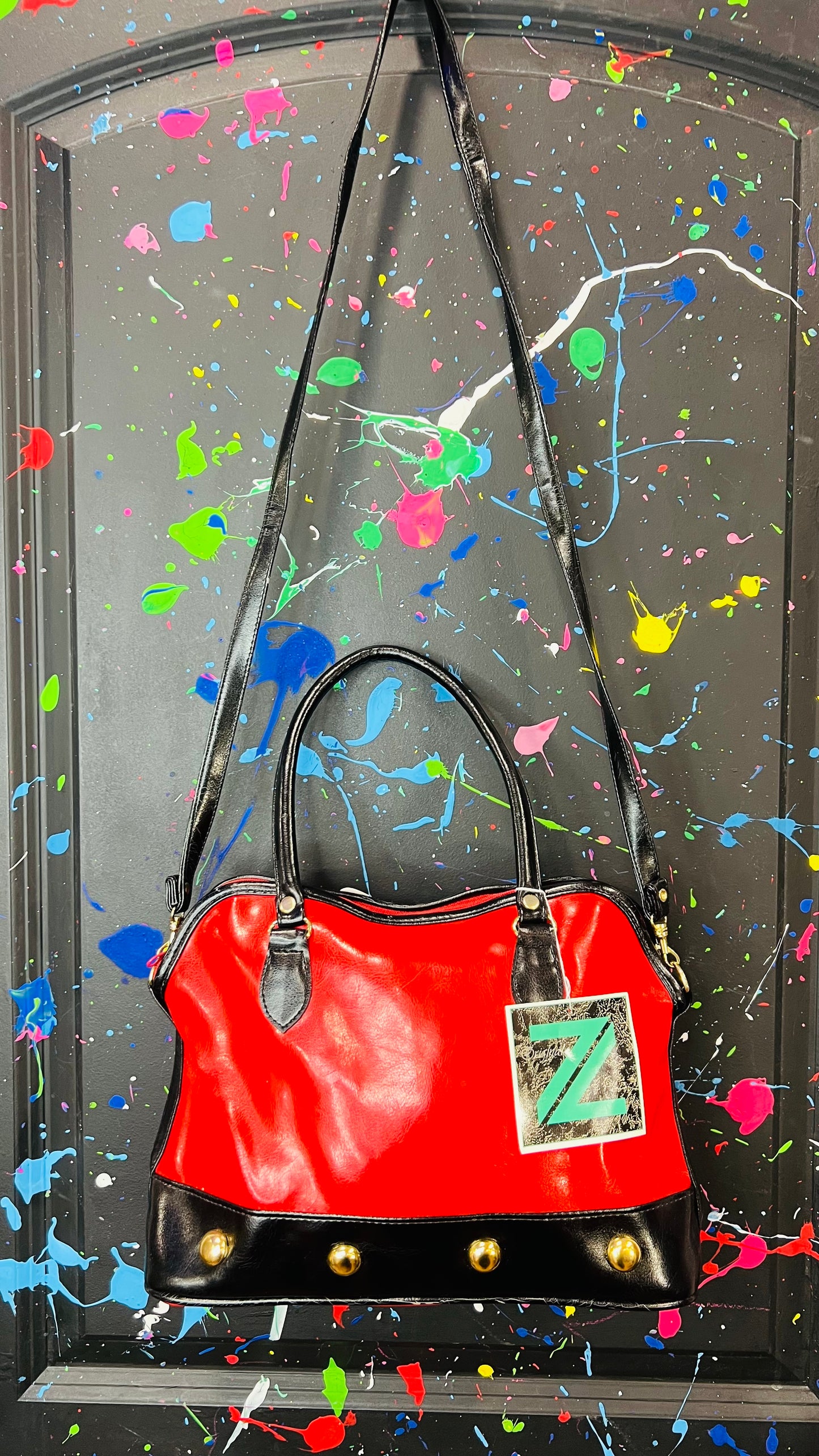 Vintage Black & Red Studded Purse (Deadstock/ New w/tags)