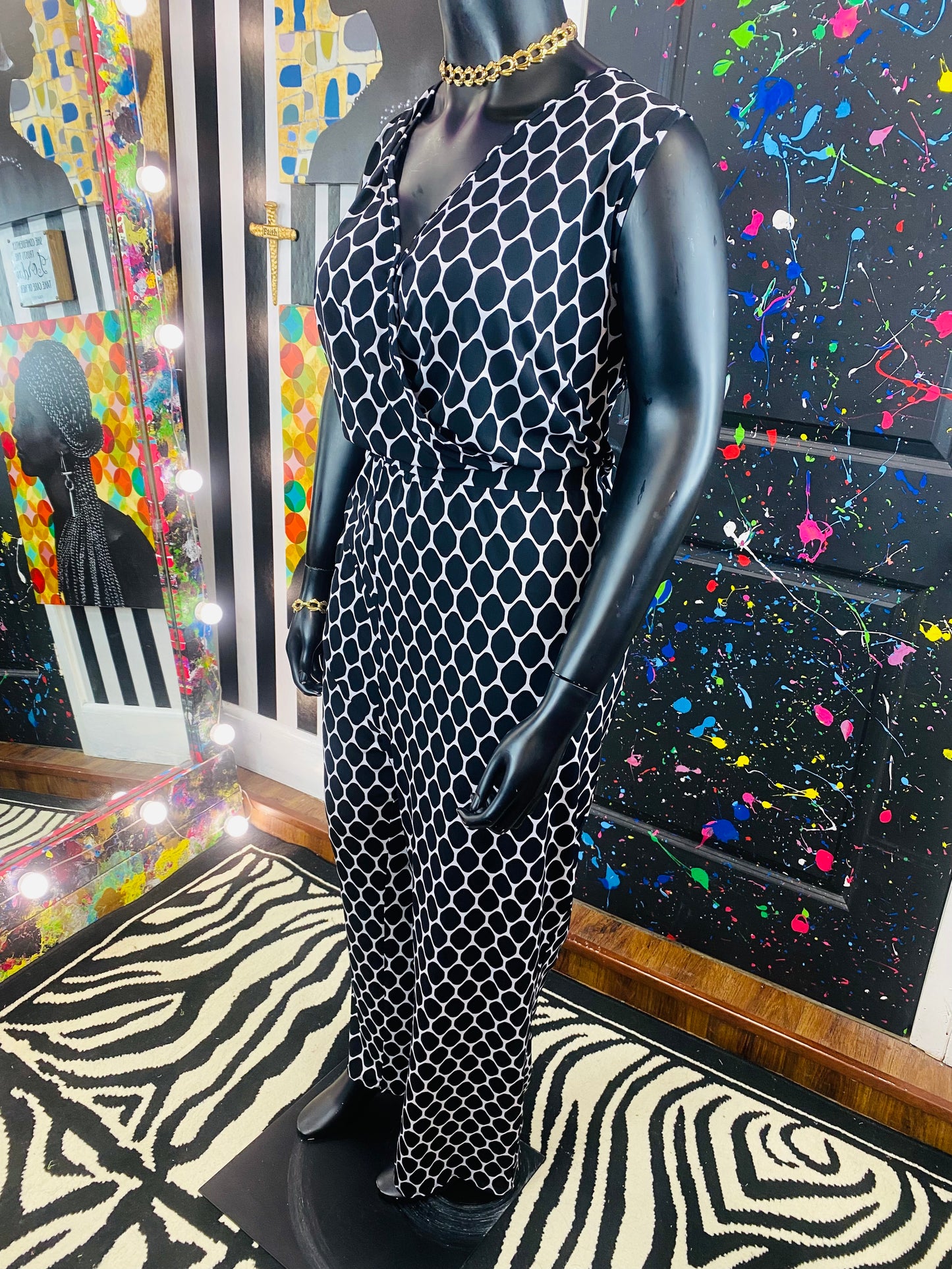 Vintage B&W Polkadot Jumpsuit