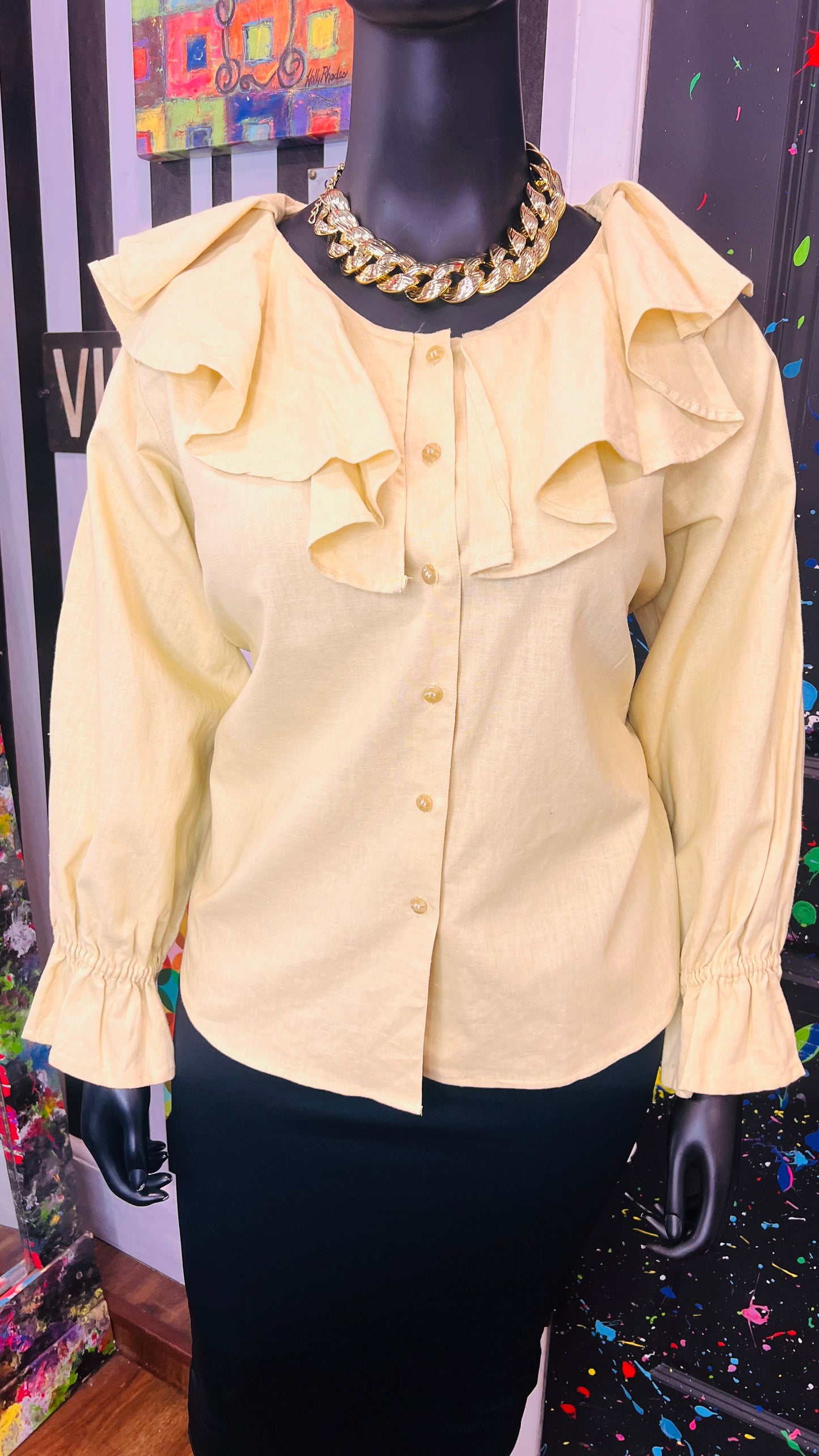 Vintage Pastel Yellow Blouse (22)