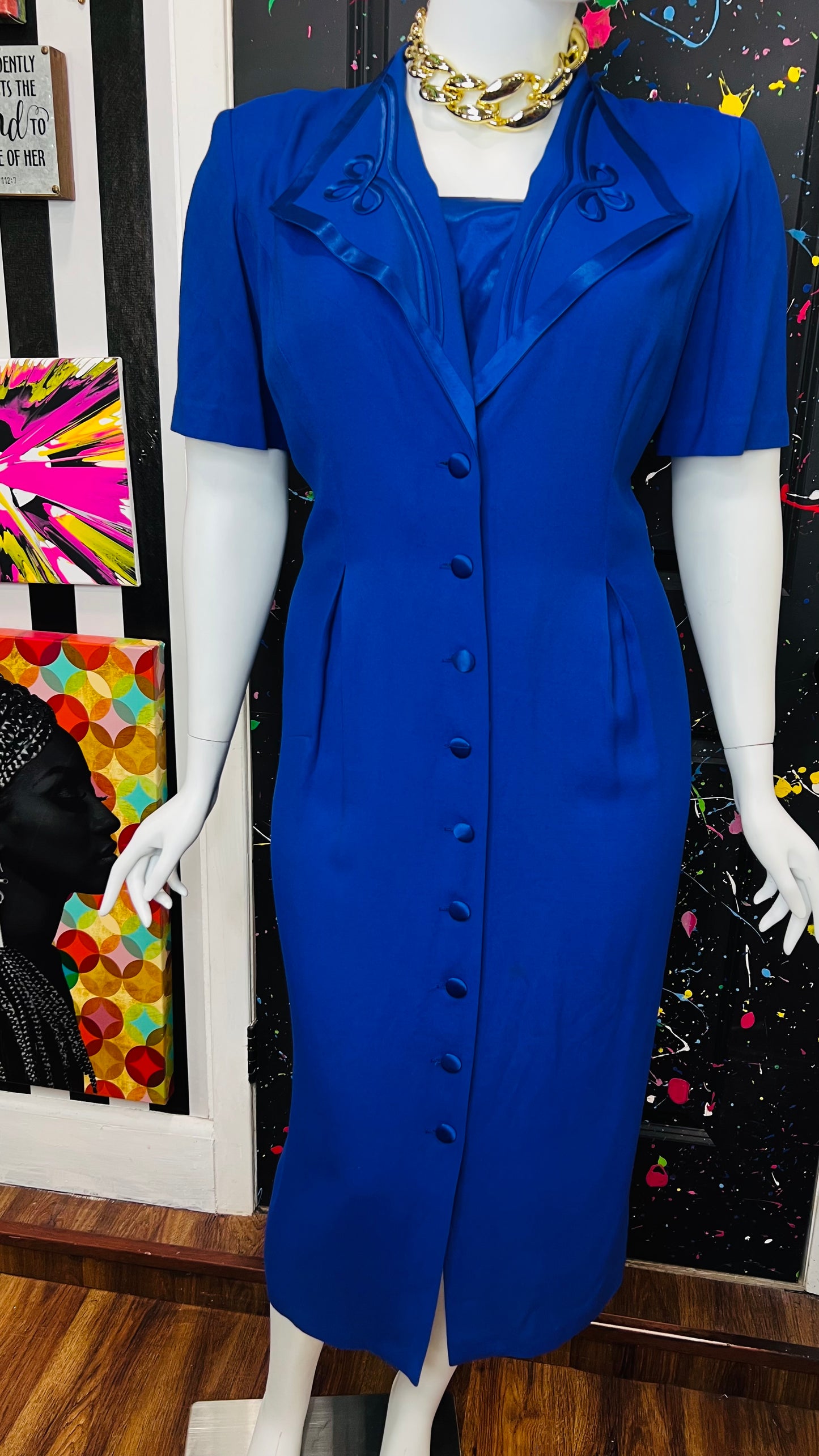 Vintage ‘Blues’ Statement Dress (20W)