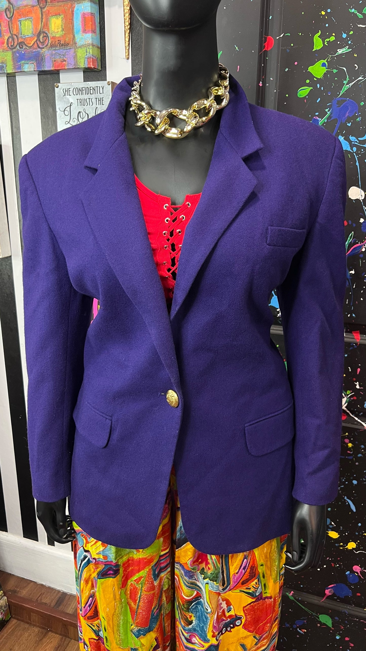 Vintage Purple Wool Worthington Blazer (18)