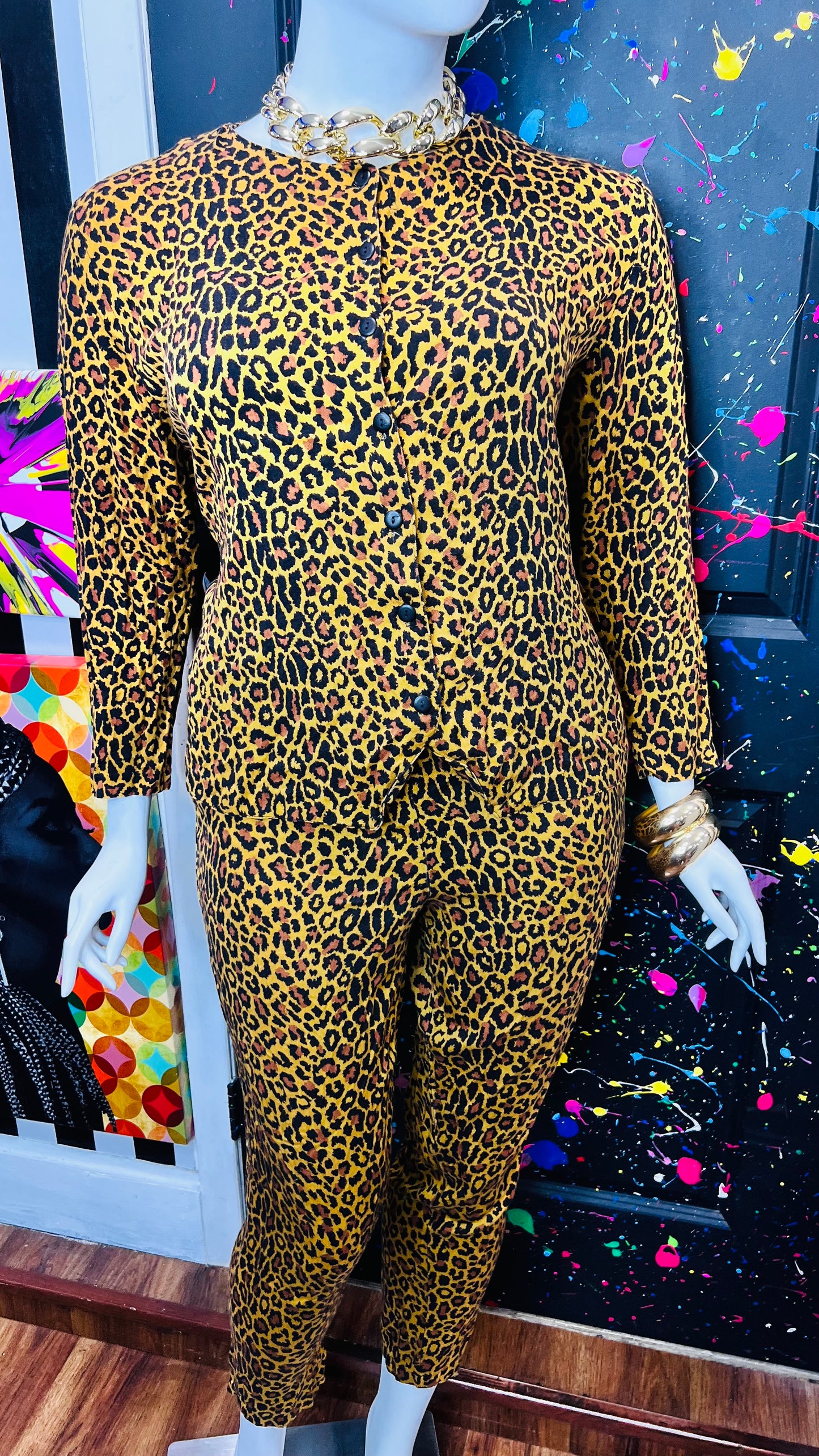 Vintage Rayon Cheetah Pants Set (18)