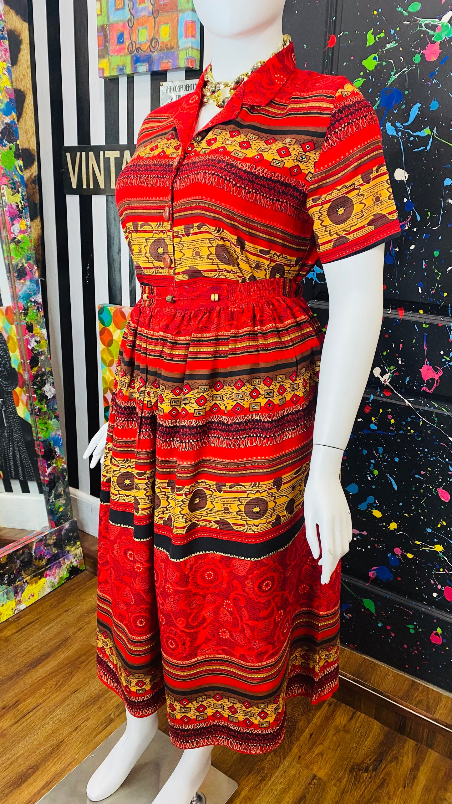 Vintage Tribal Print Skirt Set (14)