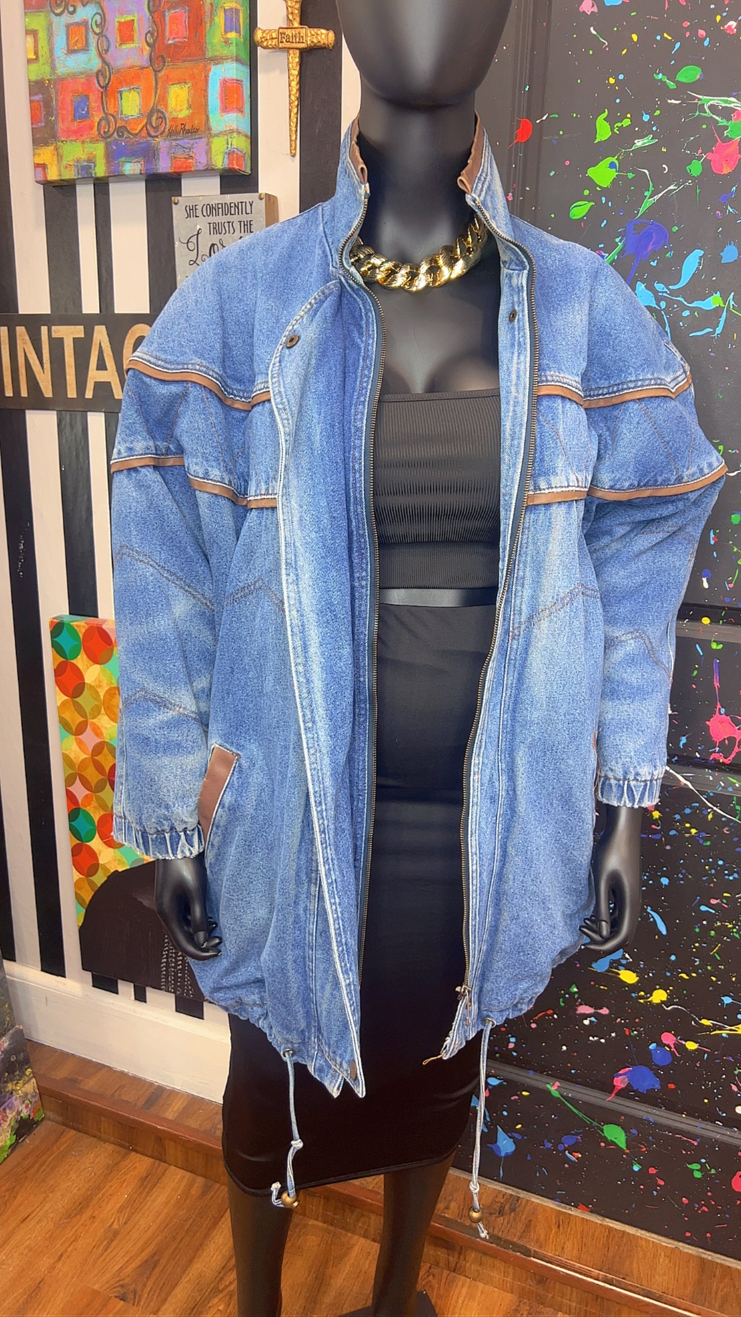 Vintage Denim & Faux Leather Trim (22/24)