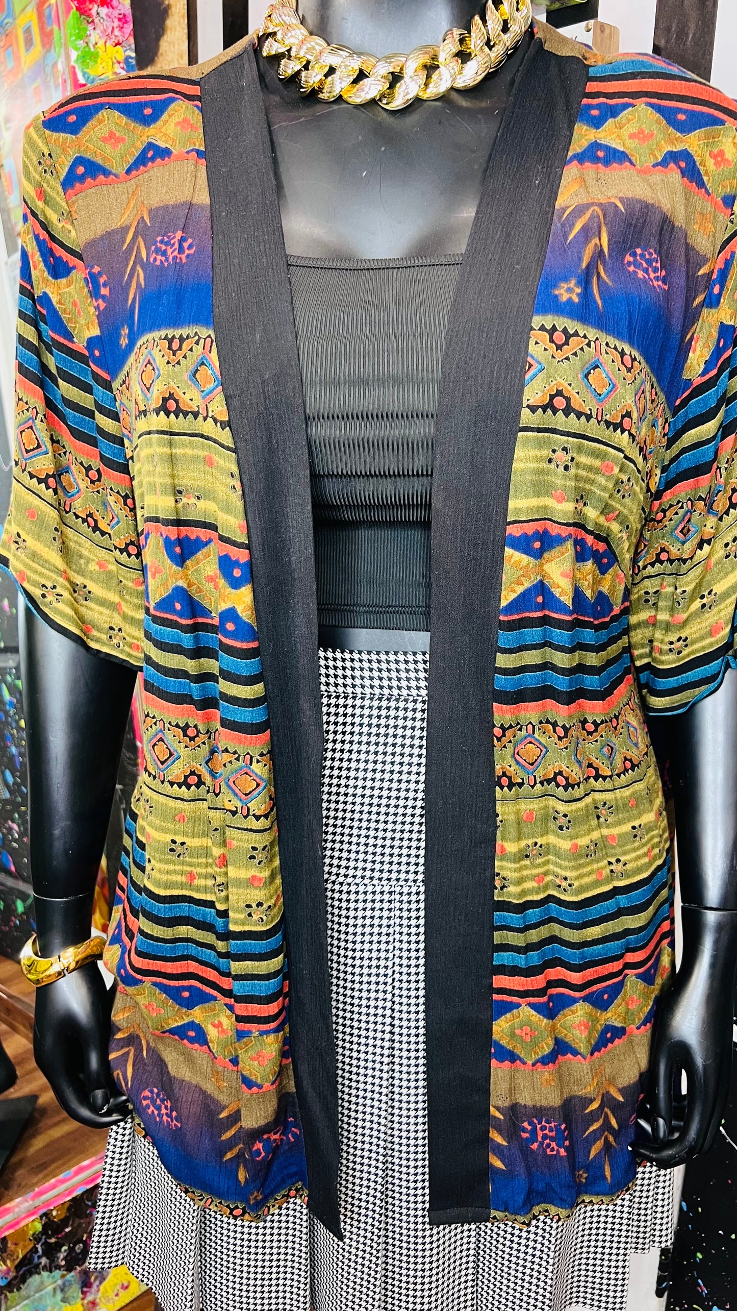 Vintage Rayon Short Sleeve Duster (24W)