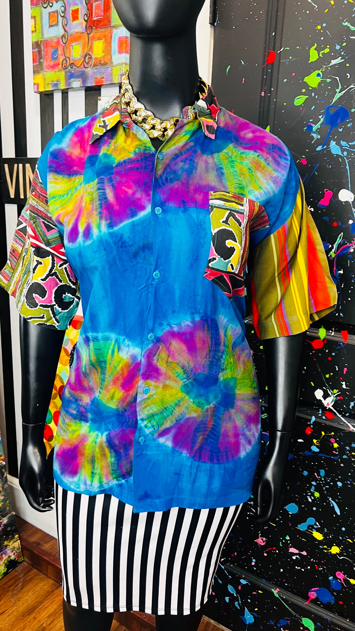 Vintage Abstract Mix Print Blouse (18)