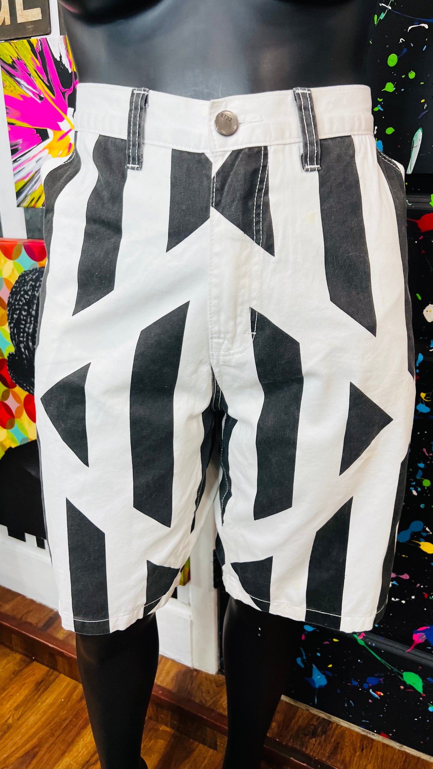 Vintage Denim Black & White Shorts (16)