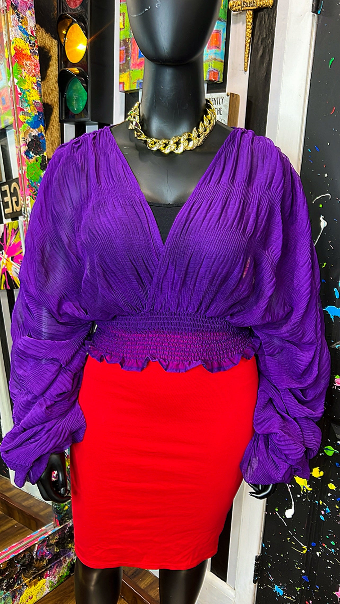 Purple Dramatic Sleeve Blouse (OS)