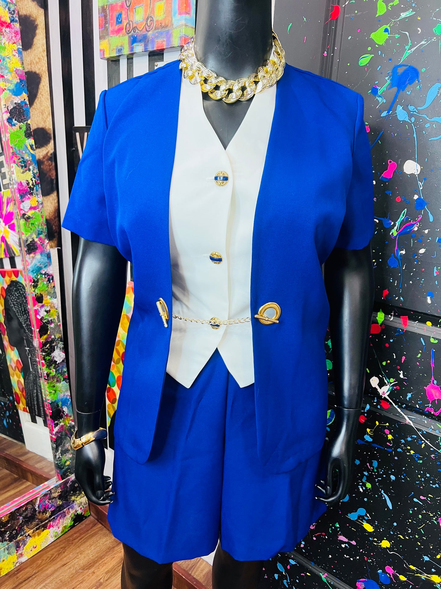 Vintage Blue & White Shorts Suit - DeadStock-New w/Tags (18)