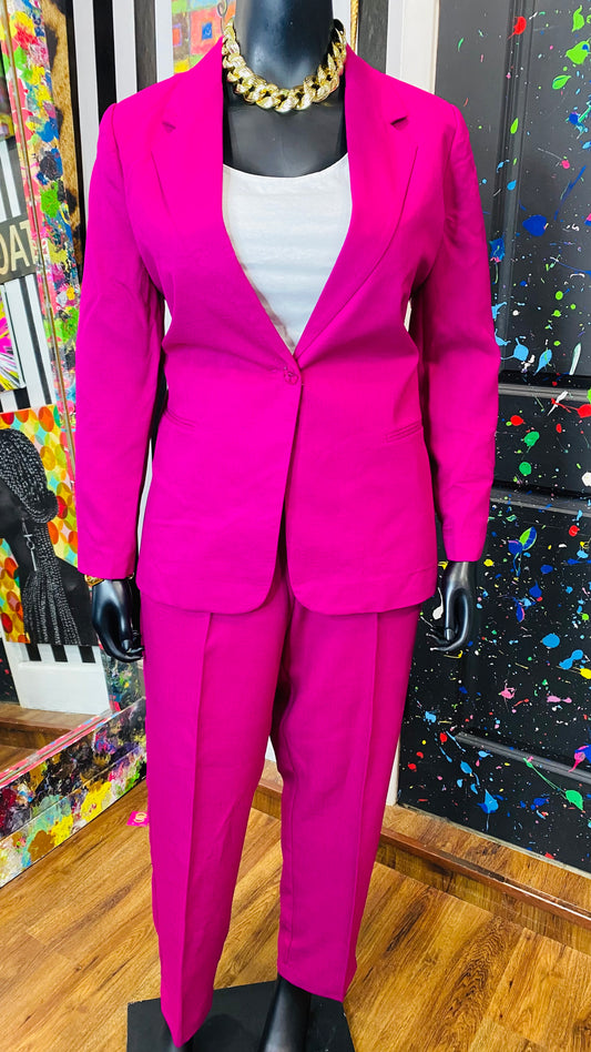 Vintage Solid Pink Pants Suit (18)