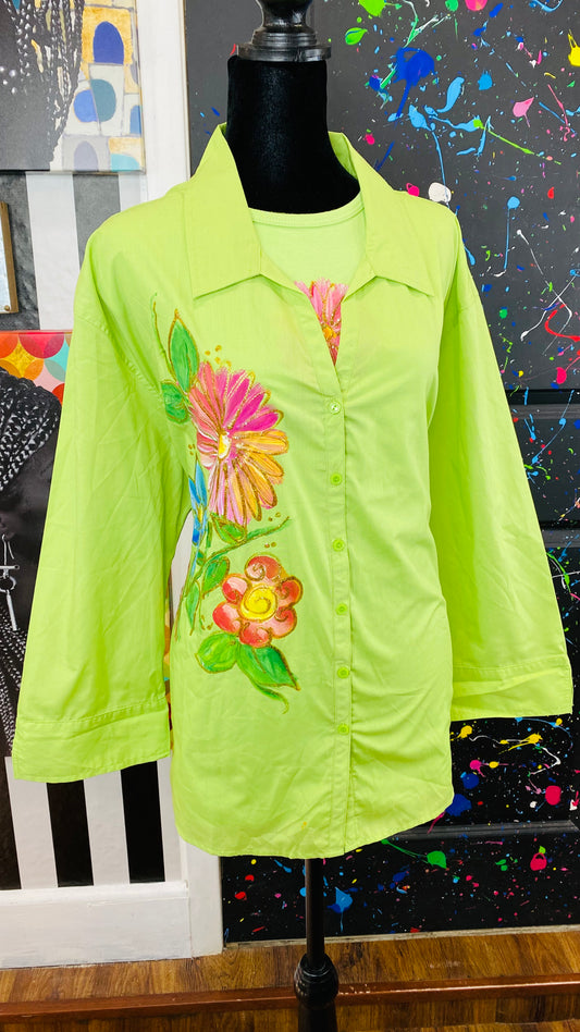 Vintage 3/4 Sleeve 2pc Blouse