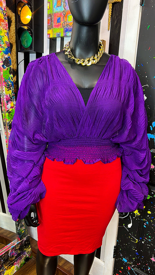 Purple Dramatic Sleeve Blouse (OS)