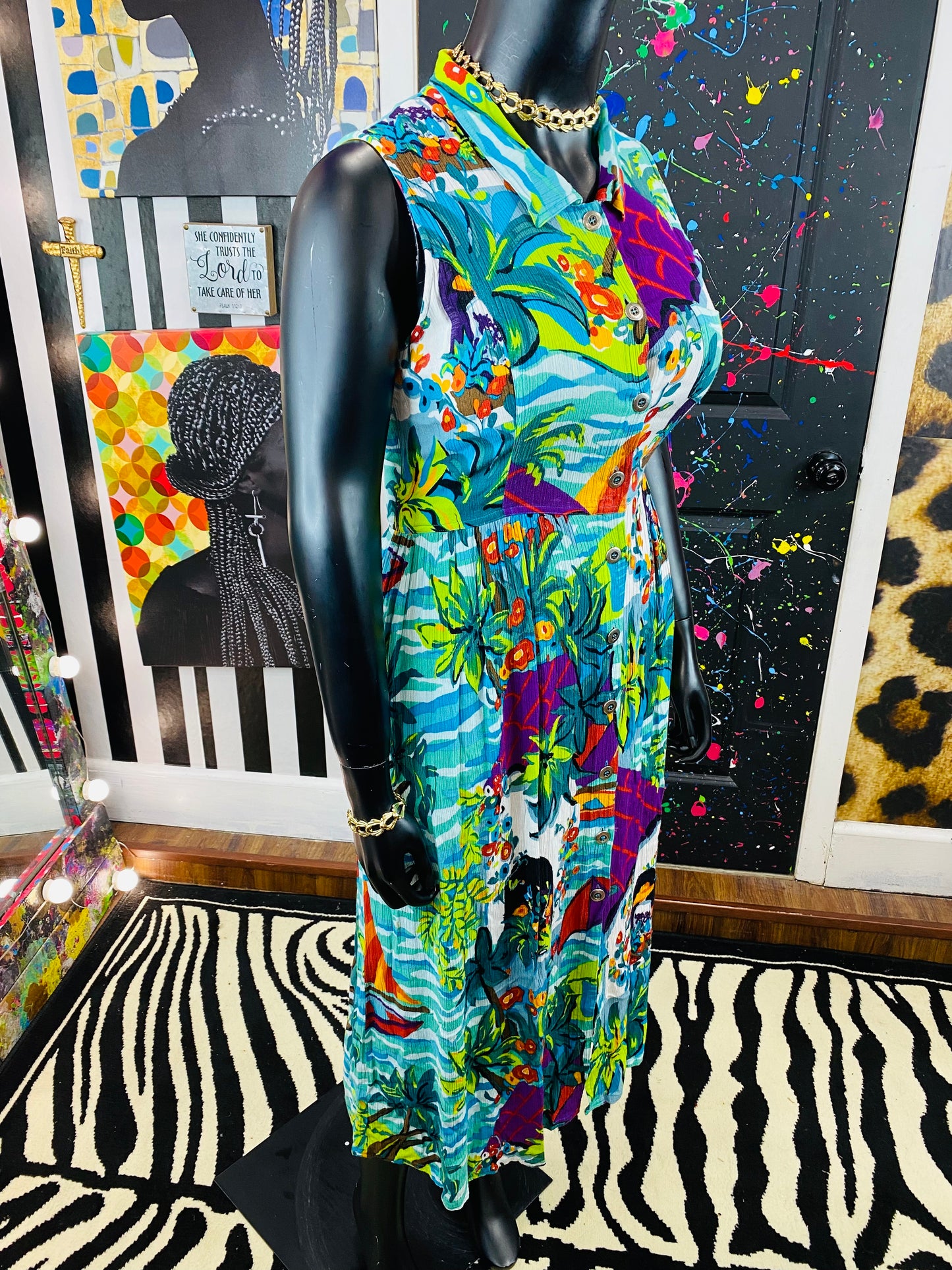 Vintage Carole Little Sleeveless Floral Dress