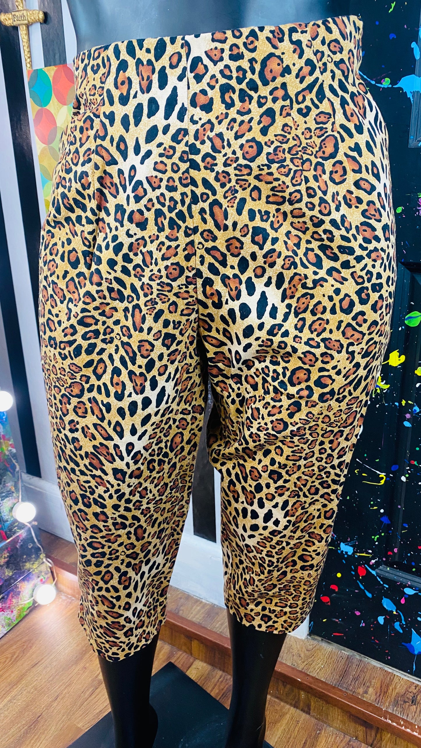 Cheetah Print Stretch Capri Pants