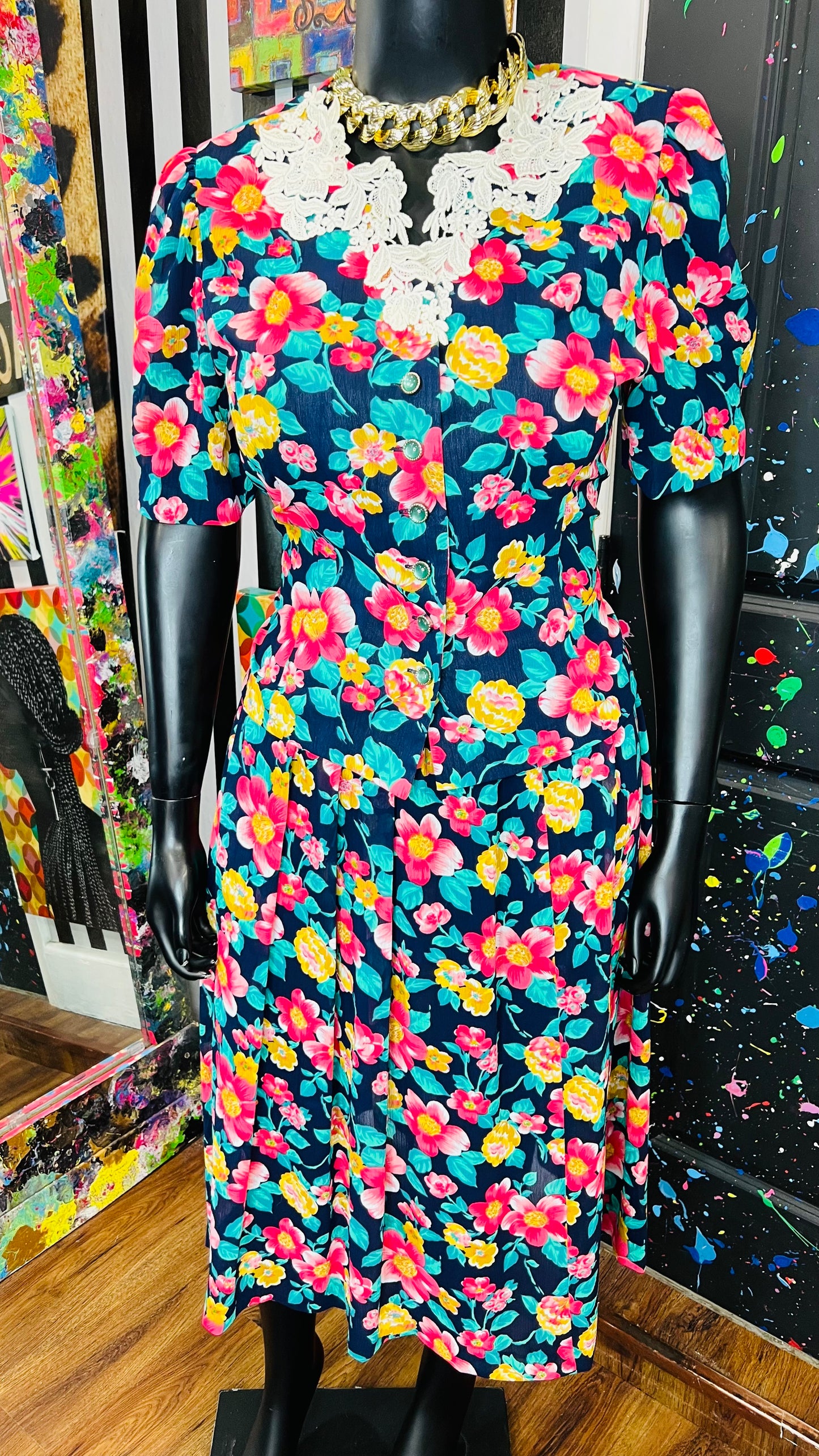Vintage Floral & Lace Skirt Set (16)