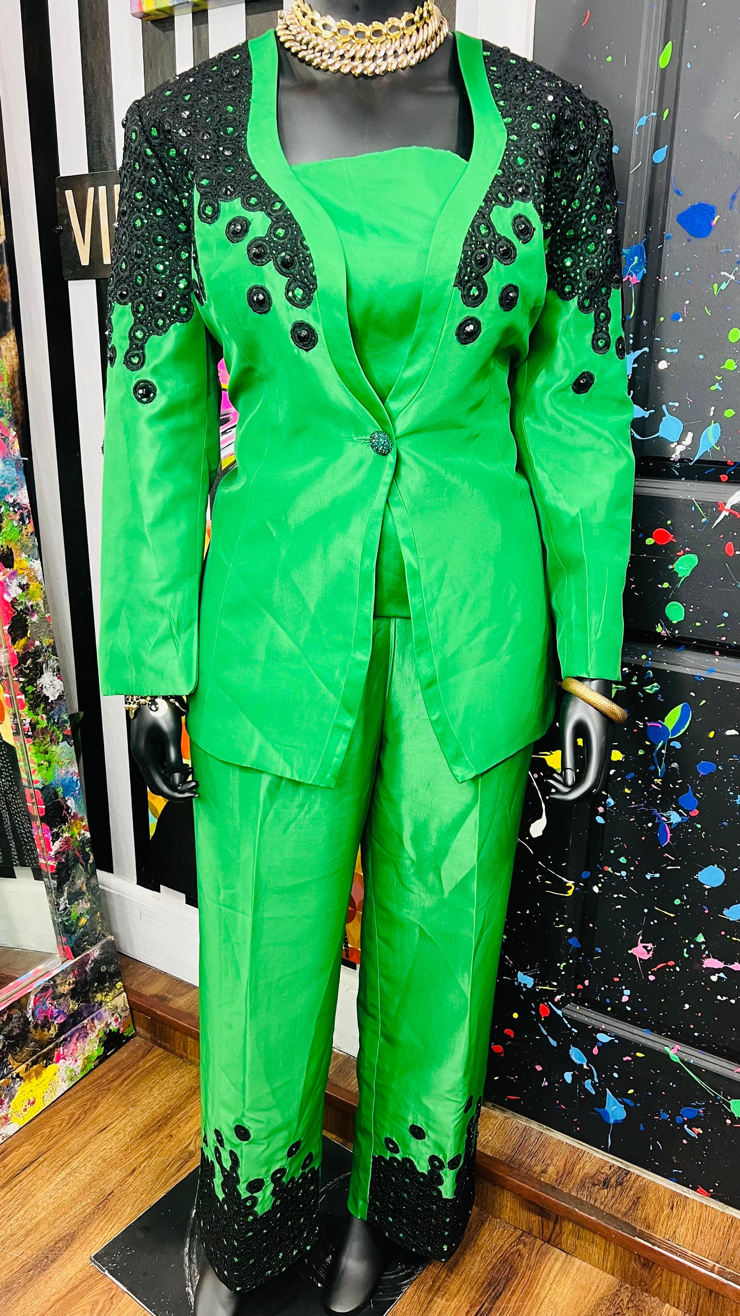 Vintage Green & Black Suit (22)