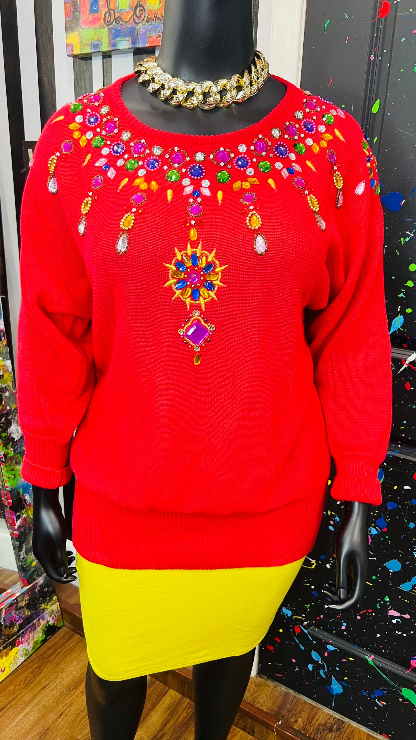 Vintage Red Jewel Sweater (22)
