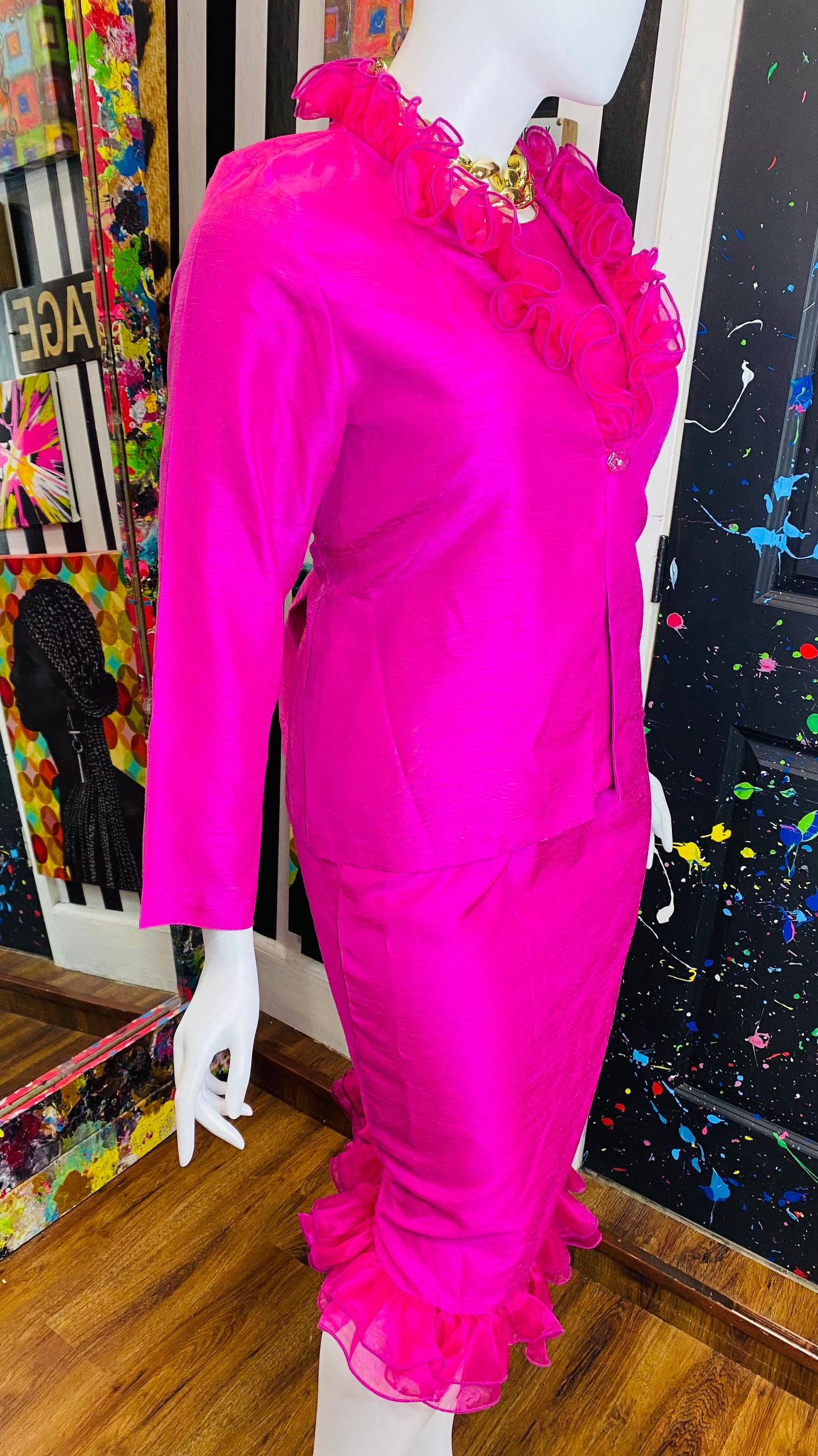 Vintage Pink Skirt, Blouse & Blazer Set (14/16)
