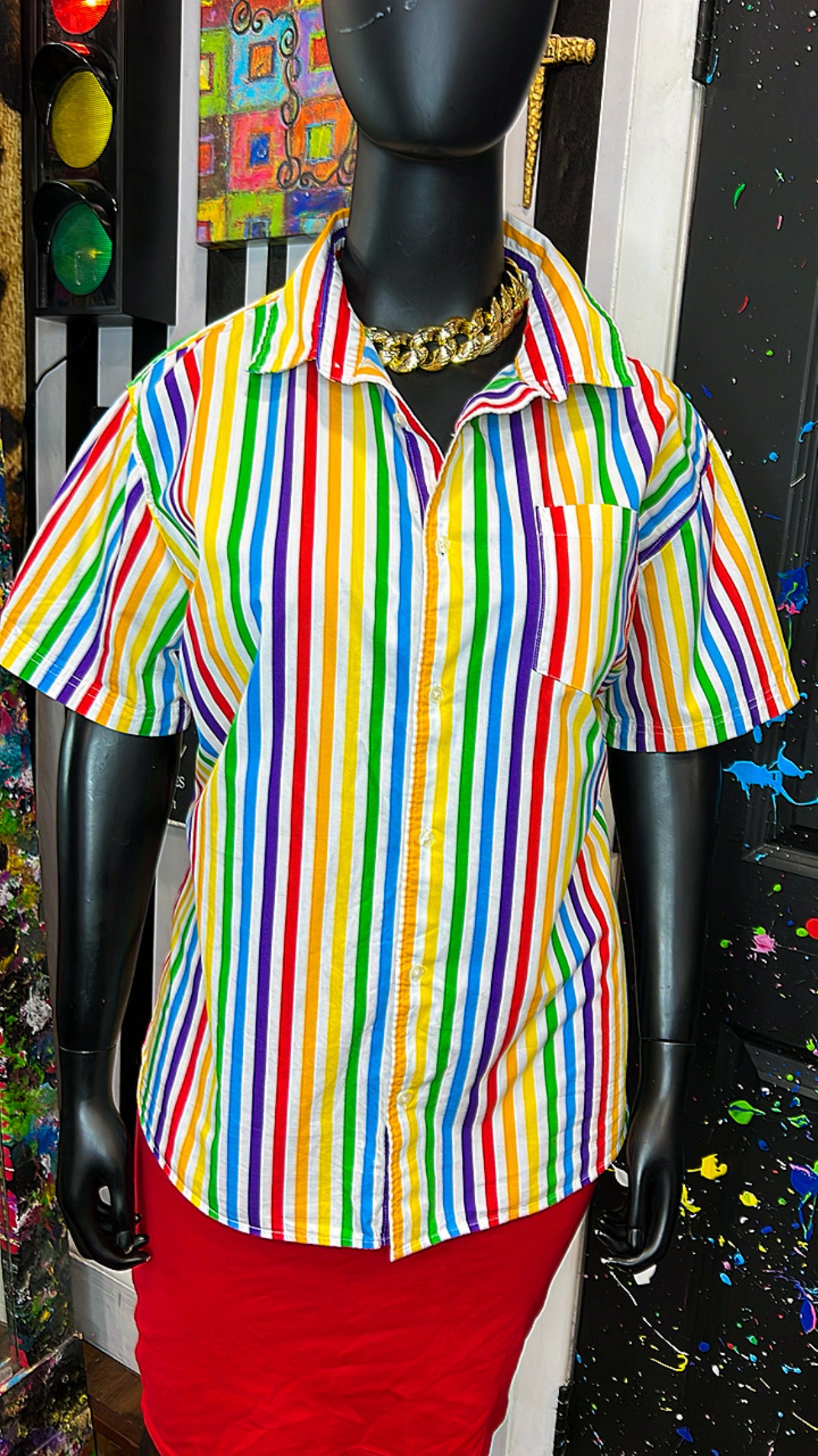 Cotton Rainbow Button Down Blouse (24)
