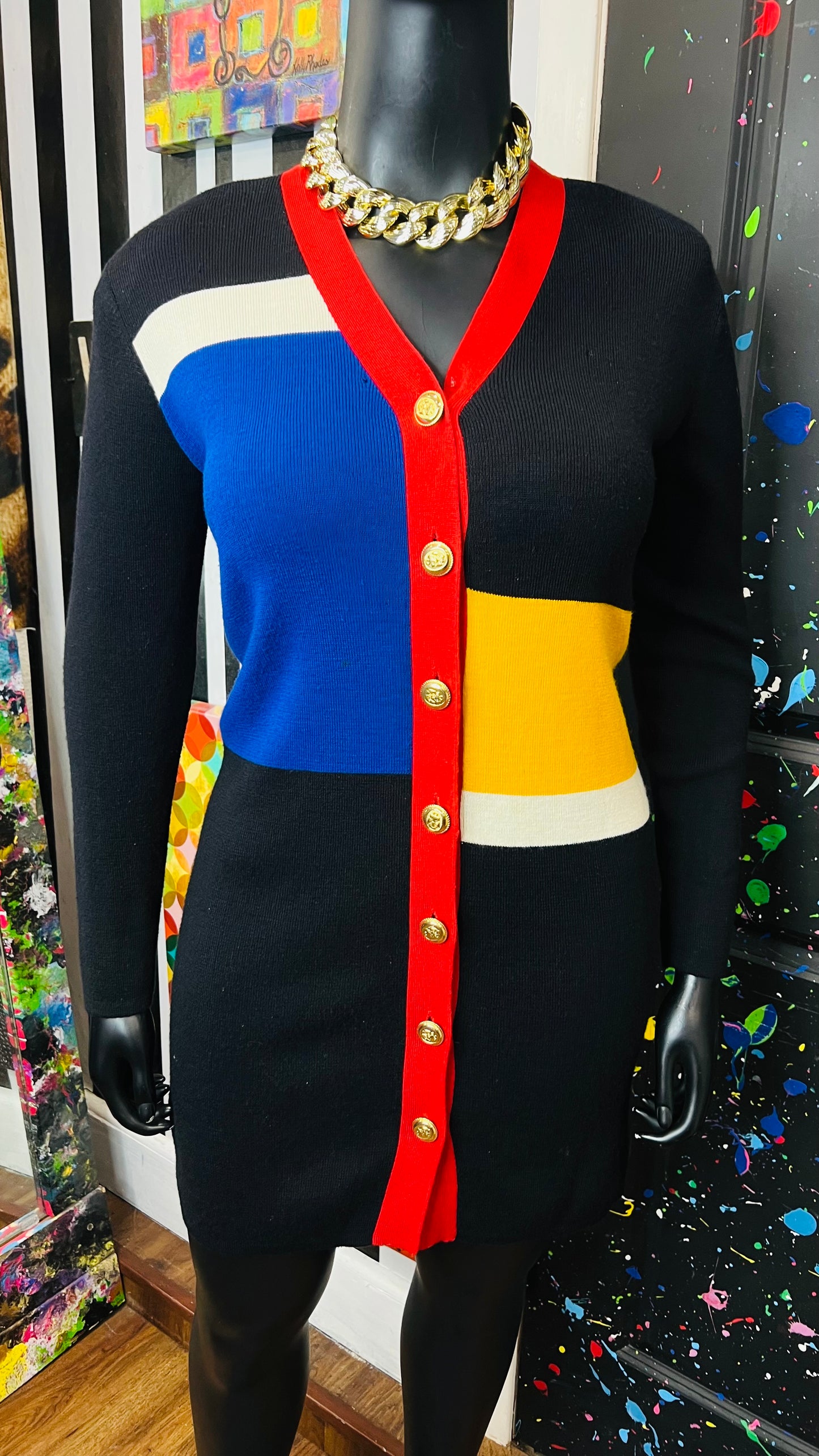 Plus Size Vintage Colorblock Knit Dress (14)