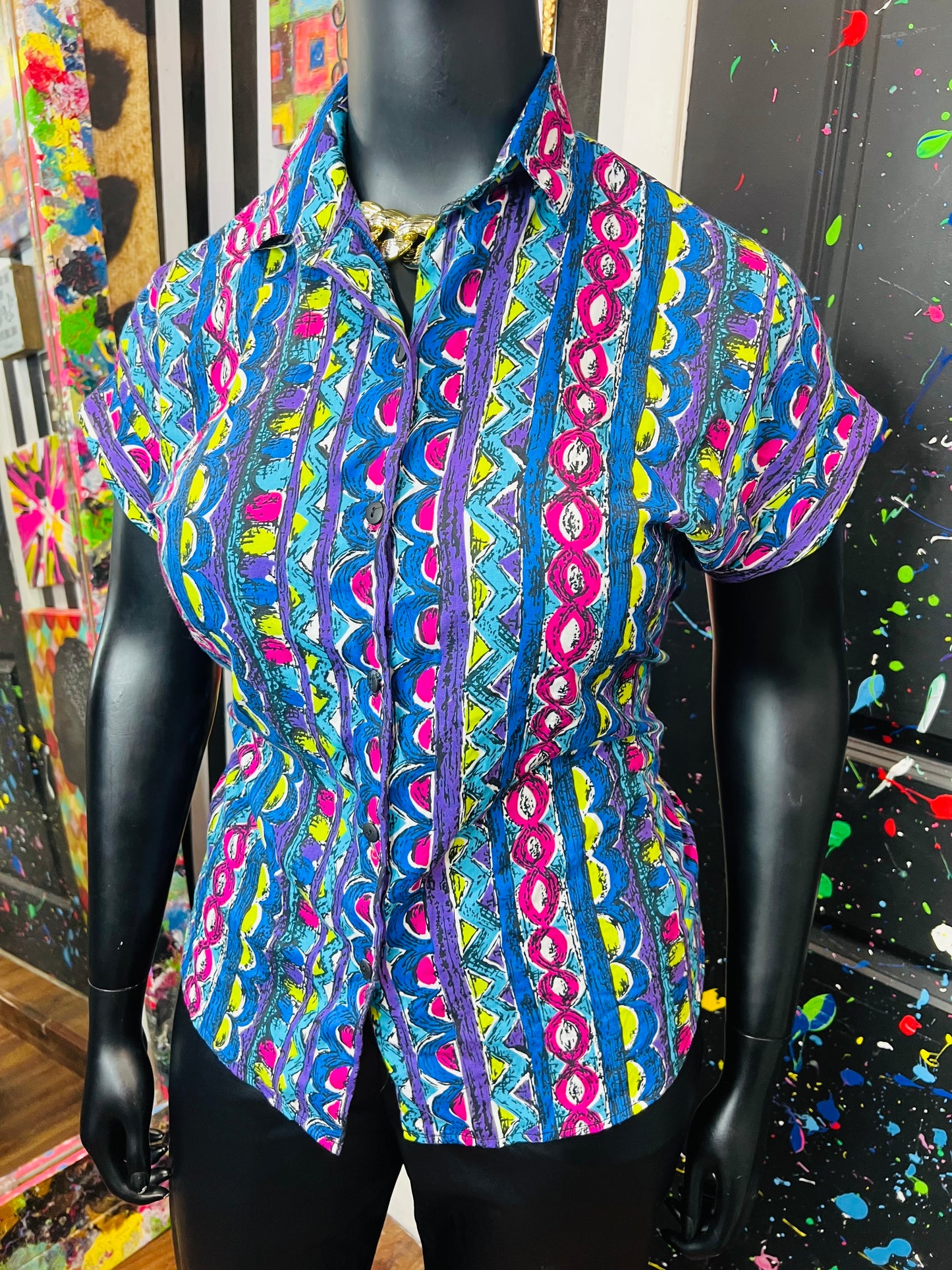 Vintage Abstract 80’s Blouse (16/18)