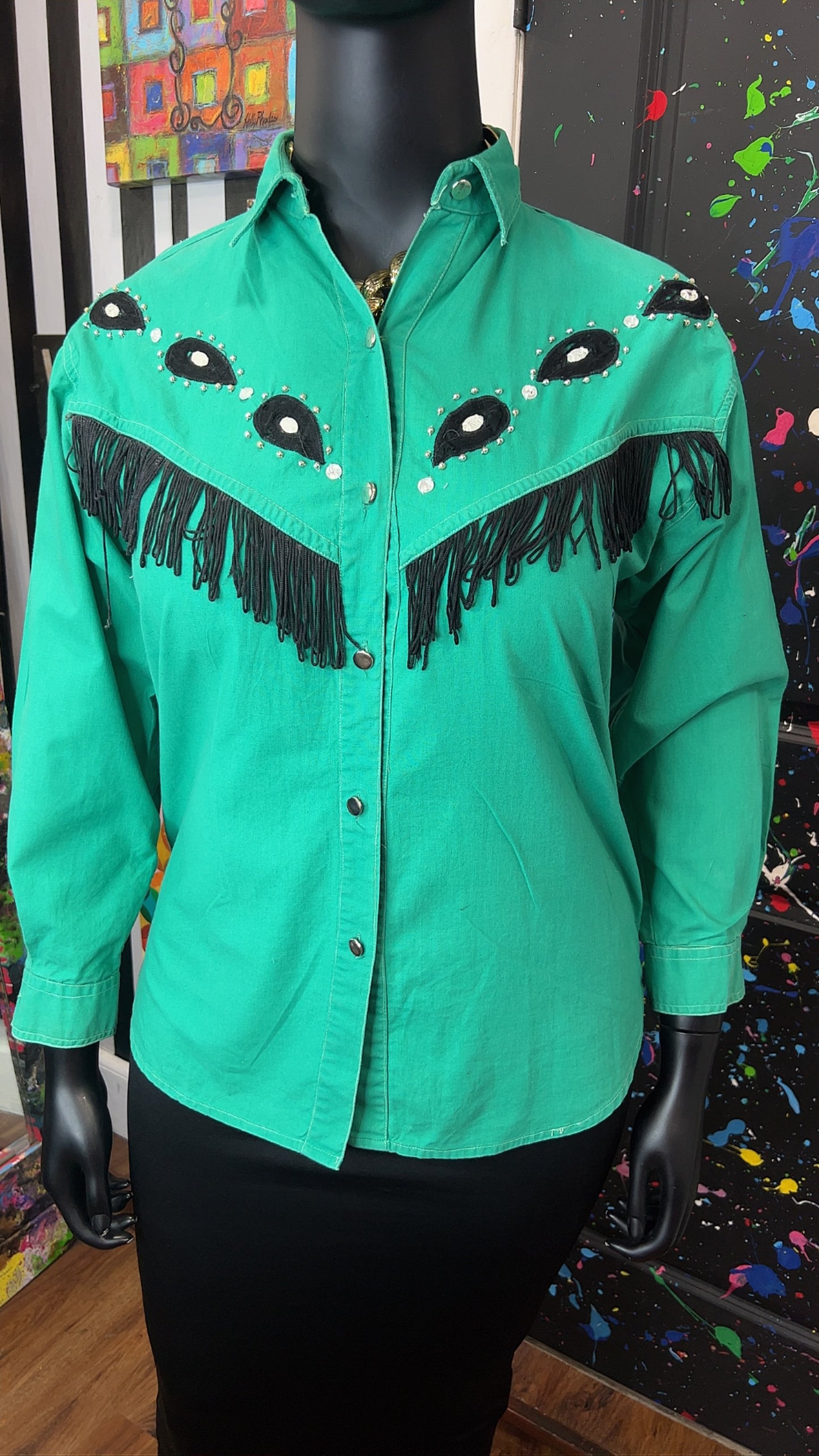 Vintage Western Fringe & Jewel Blouse (12)