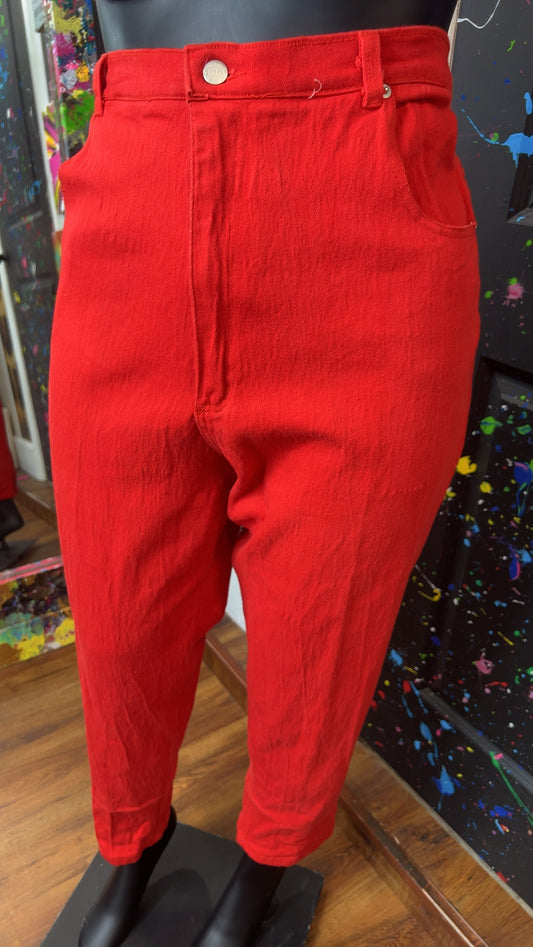Vintage Red Jeans- Does Stretch (22)
