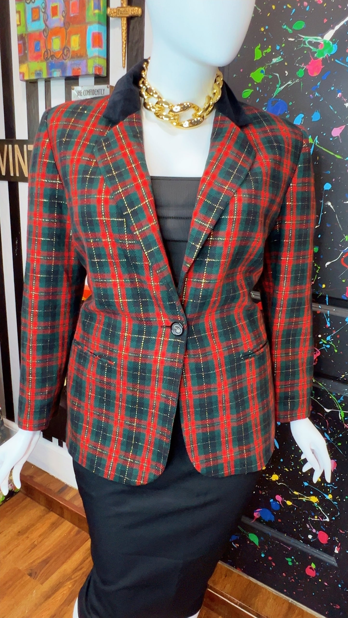 Vintage Plaid Wool Blazer (18)