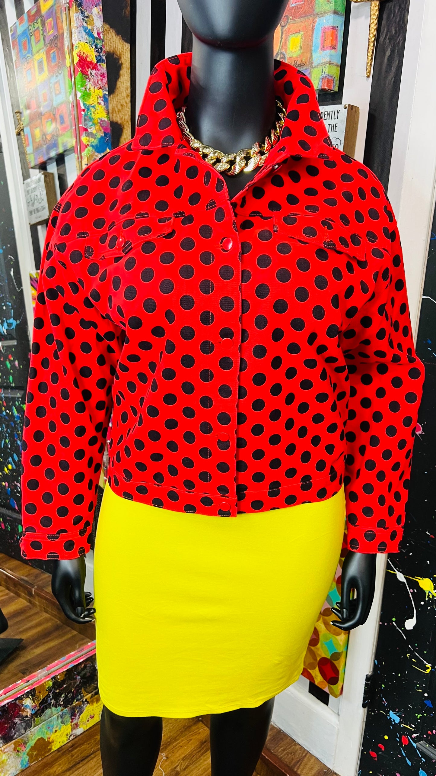 Minnie Mouse Denim Red & Black Polka Dot Jacket - New w/Tags (22)
