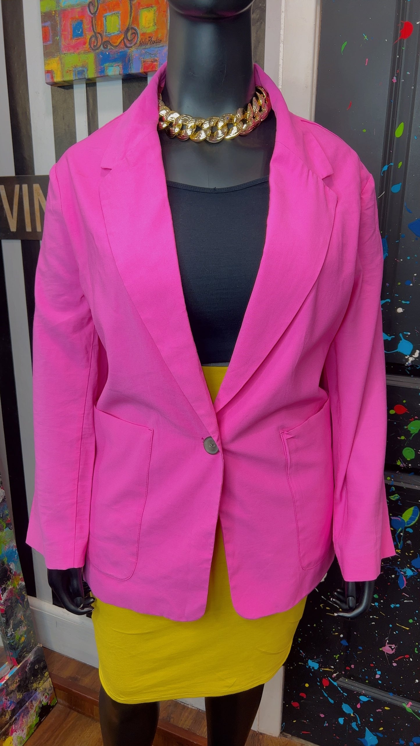 Vintage Inspired Pink Oversized Blazer (24)