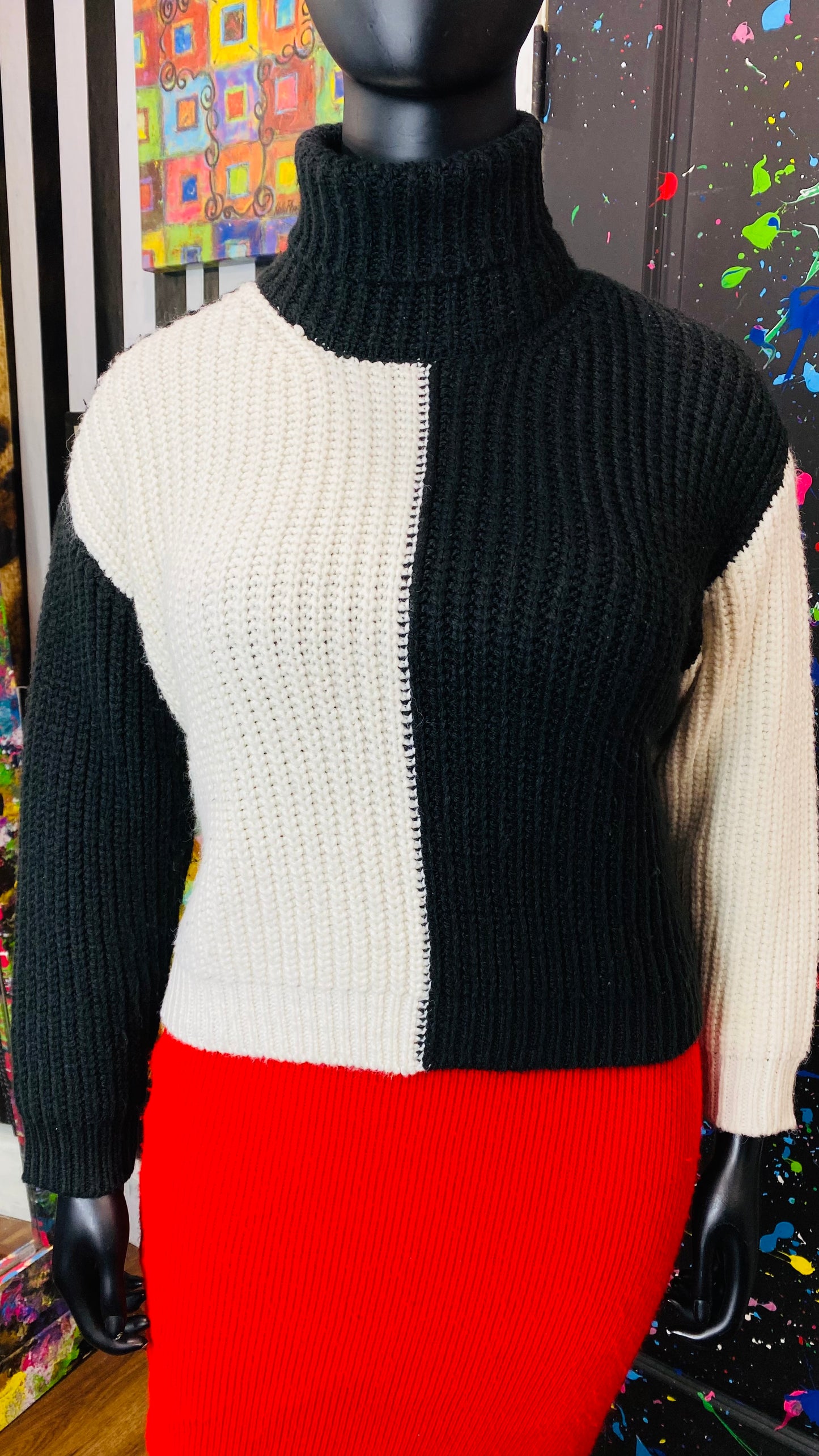 Cropped Black & White Colorblock Sweater (18)