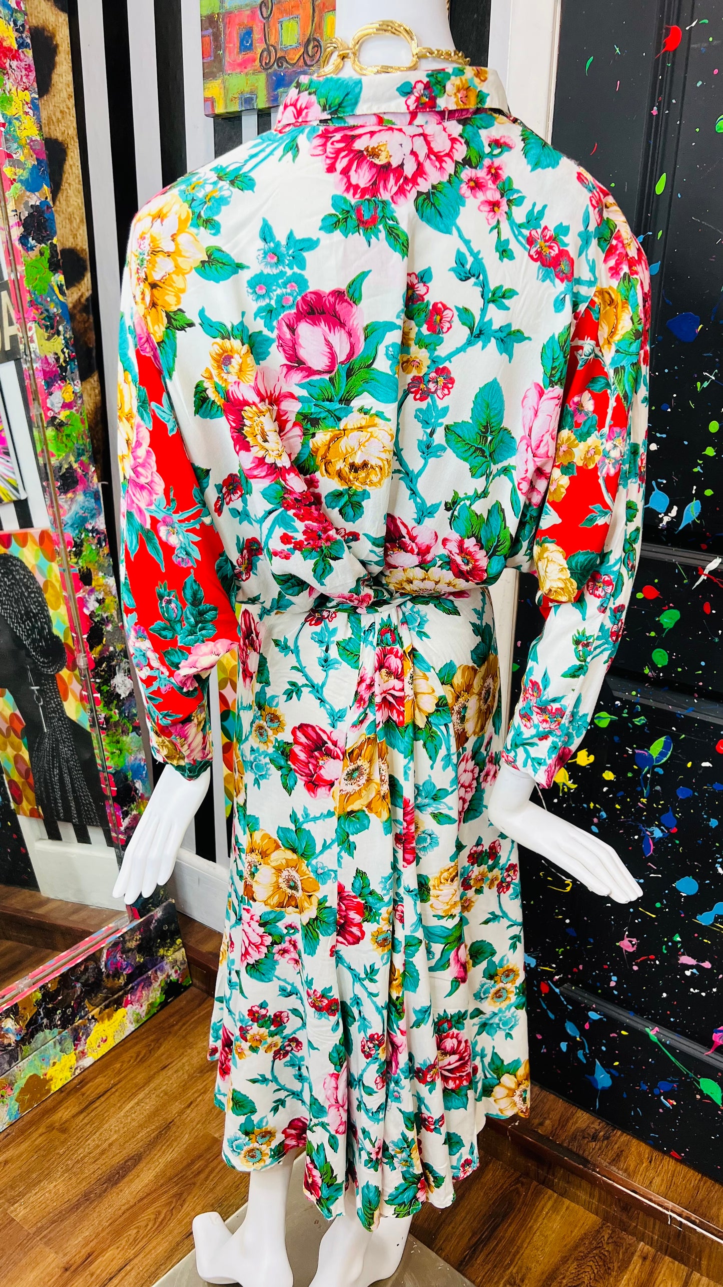 Vintage Carole Little Floral Rayon Dress (14)