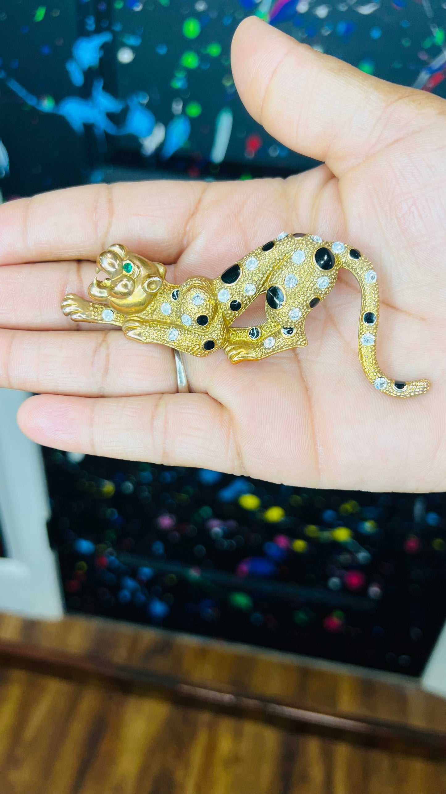 Vintage Jeweled Jaguar Brooch Pin