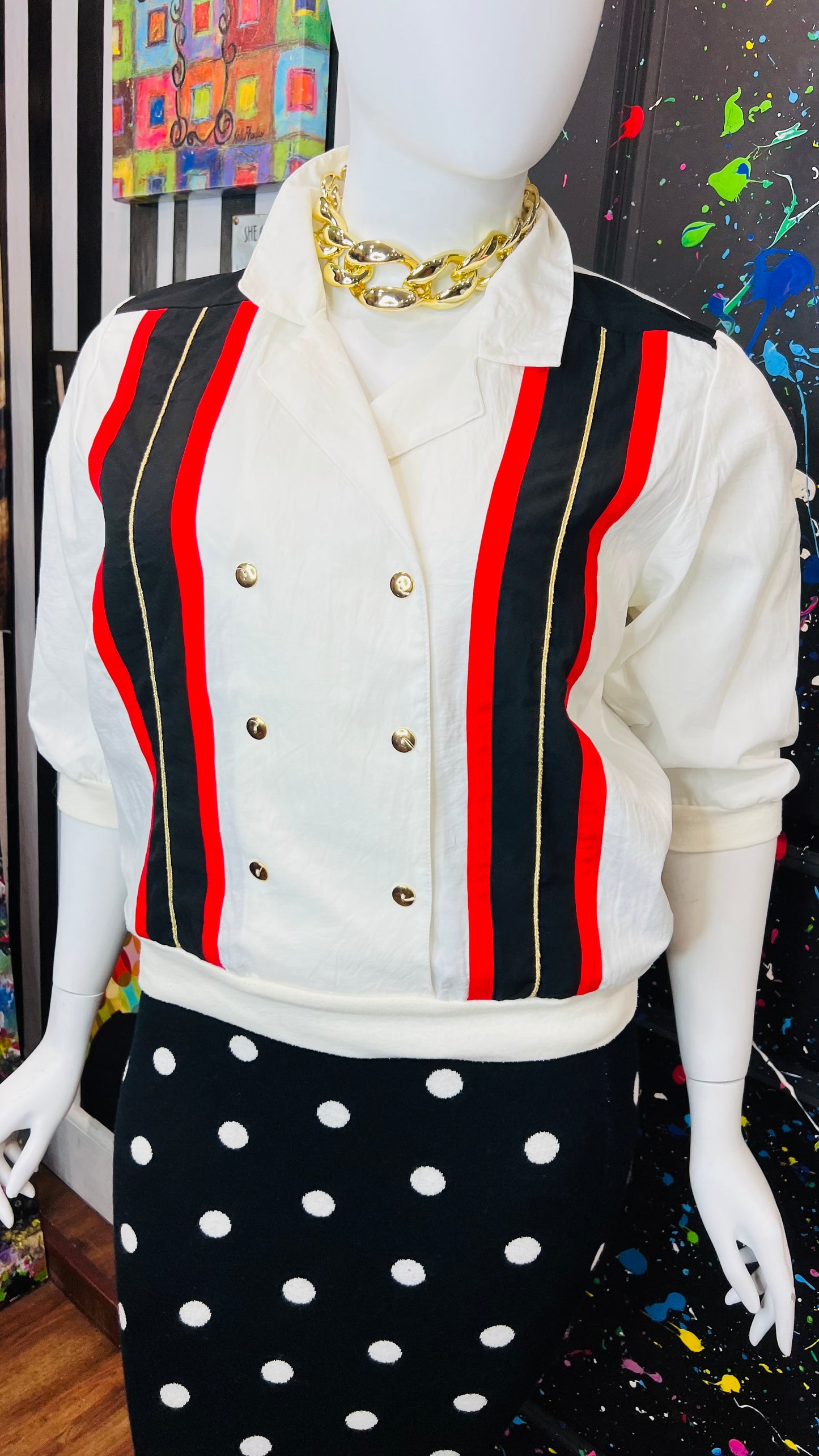 Vintage Red, Black Gold & Blouse (16)