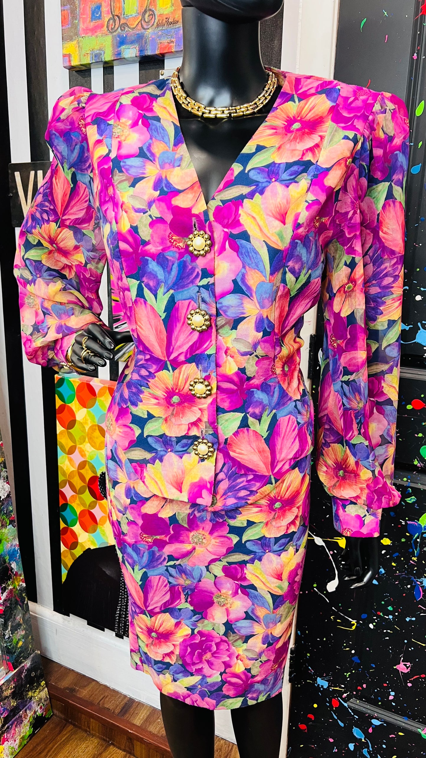 Vintage Sheer Arms Skirt Suit (14)