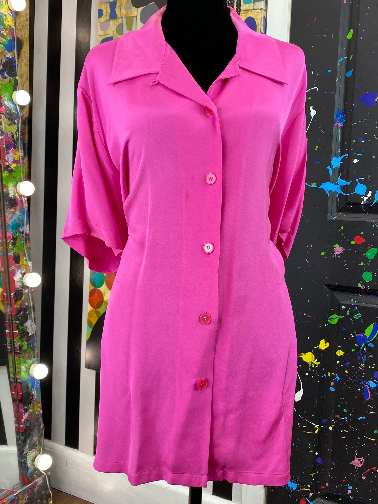 Vintage Pink Short Sleeve Blouse