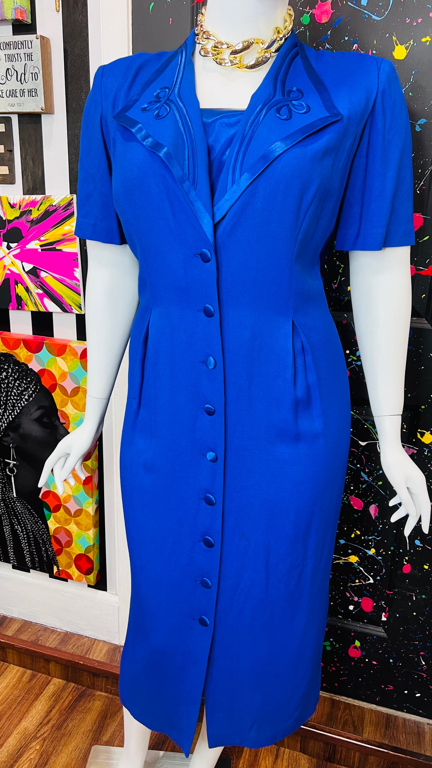 Vintage ‘Blues’ Statement Dress (20W)