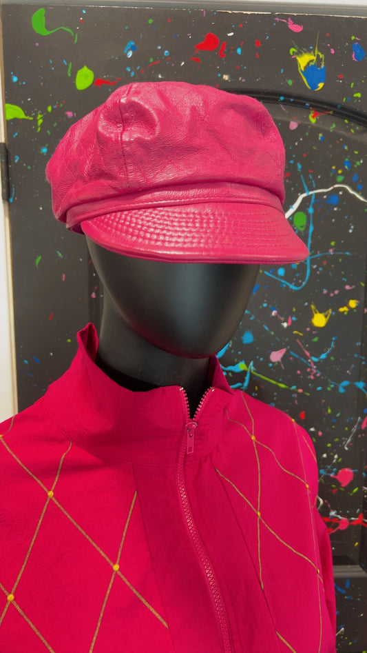 Vintage Pink Genuine Leather Hat